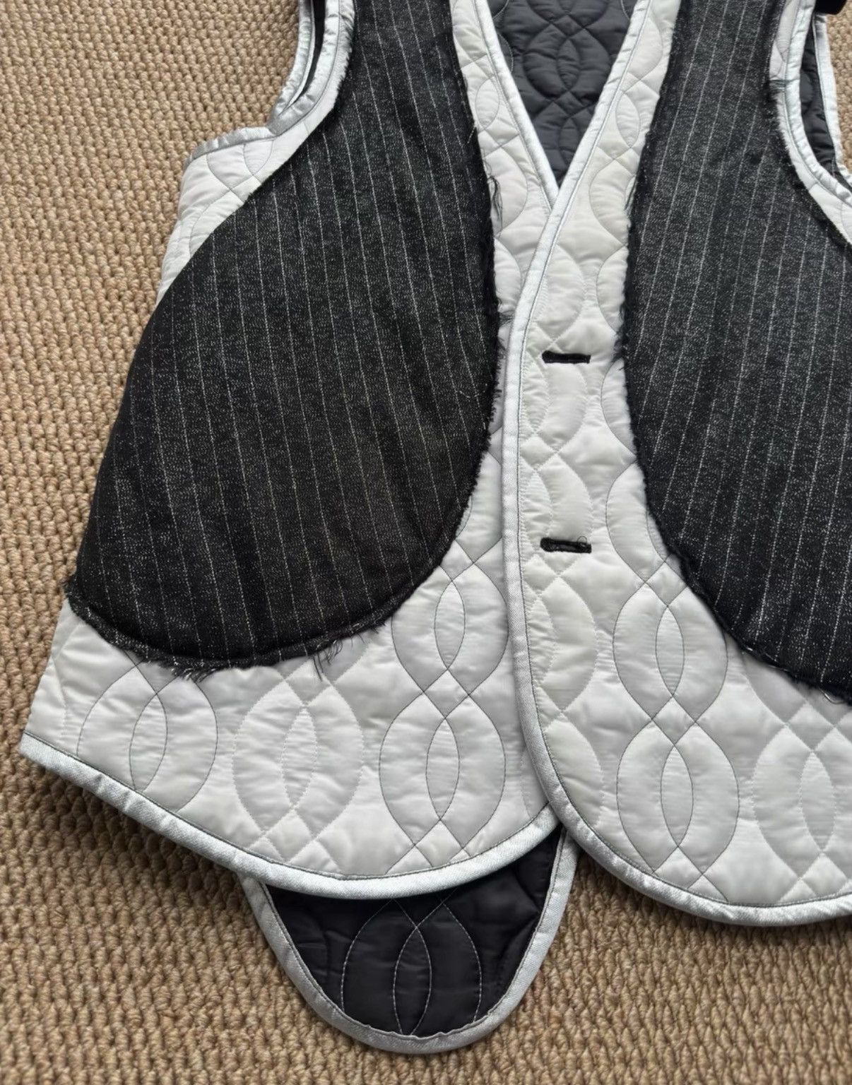 Sulvam Sulvam Silver-Black Panel Deconstructed Vest K23 Size US M / EU 48-50 / 2 - 3 Thumbnail