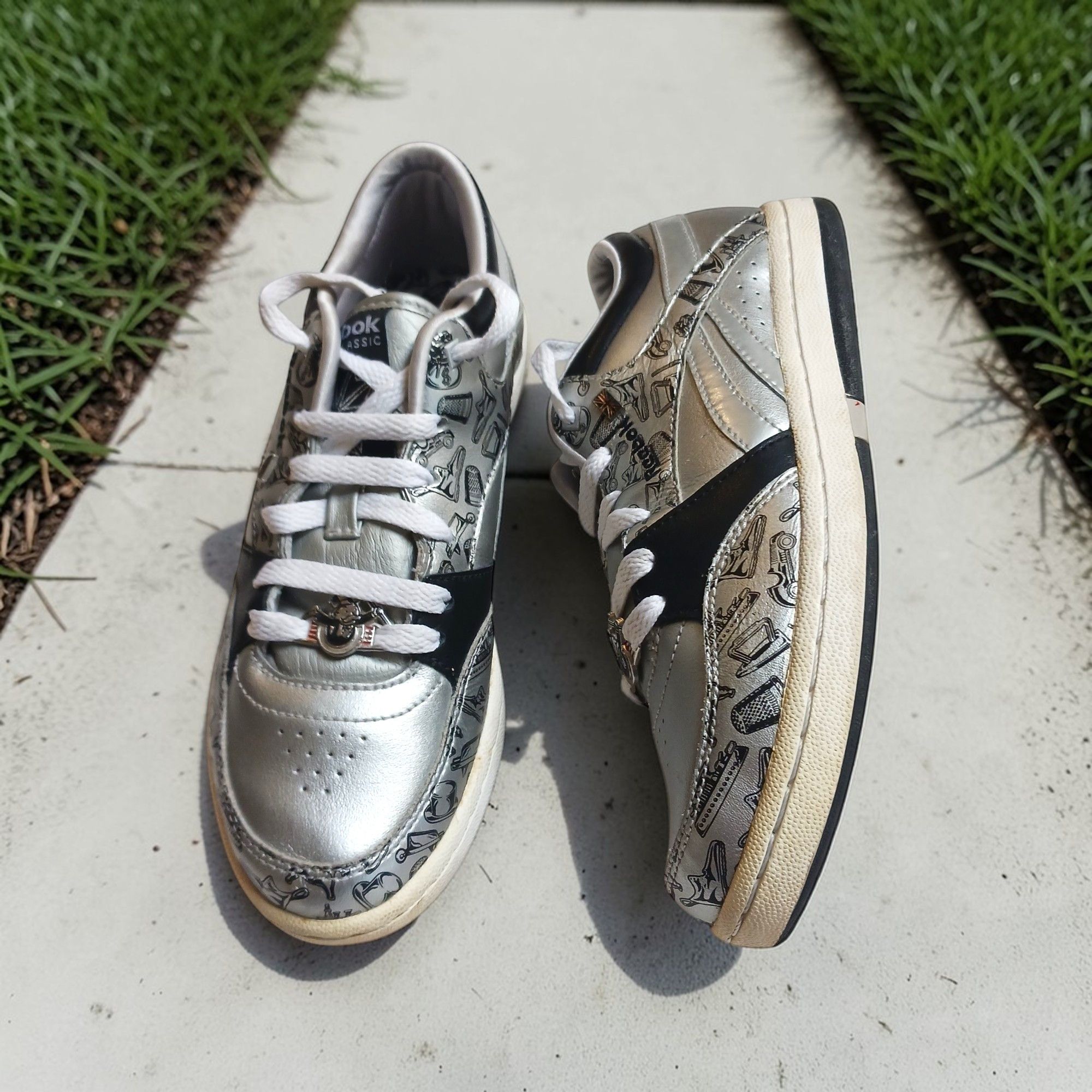 Reebok Y2K Reebok Monopoly Sneakers Womens 6 Silver Graphic Shoes Size US 6 / IT 36 - 1 Thumbnail