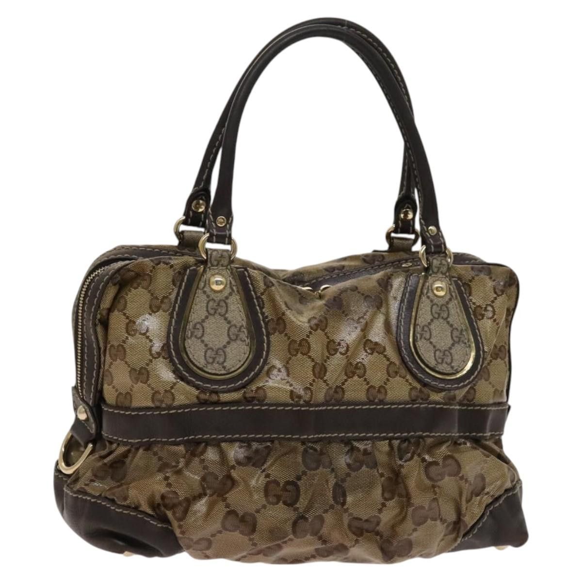 Gucci GUCCI GG Crystal Hand Bag Coated Canvas Brown Gold Size ONE SIZE - 1 Thumbnail