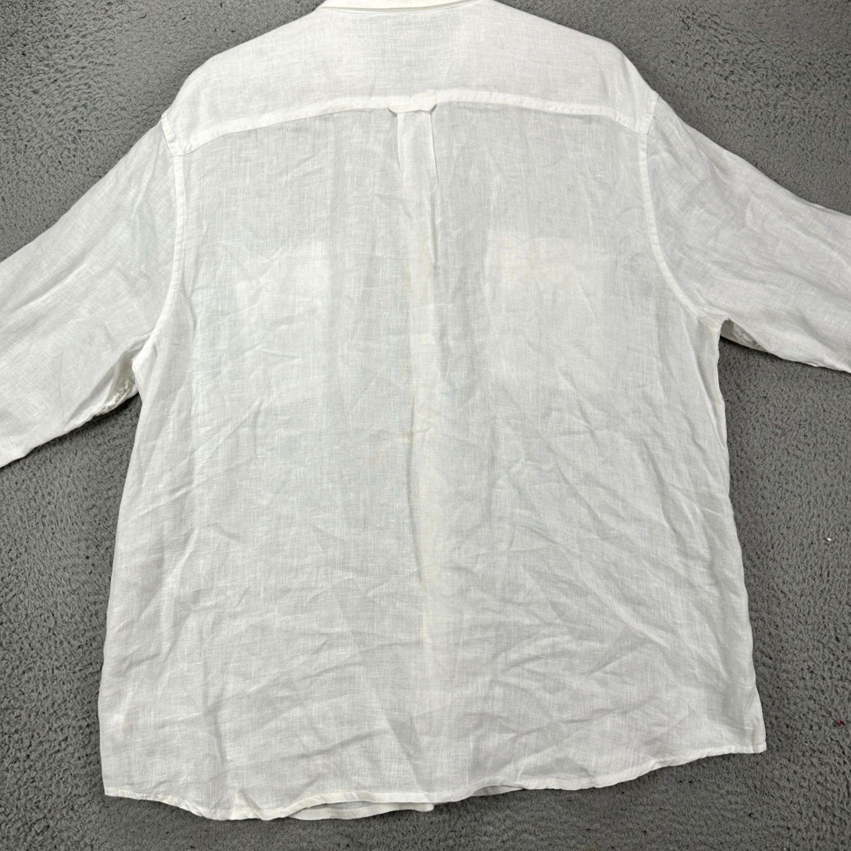 Lucky Brand Lucky Brand Linen Shirt Button Up Mens XL White Classic Fit Pockets Casual Flap Pocket Solid Breathable Easy Care Long Sleeve Collar-Up Shirt Size US XL / EU 56 / 4 - 3 Thumbnail