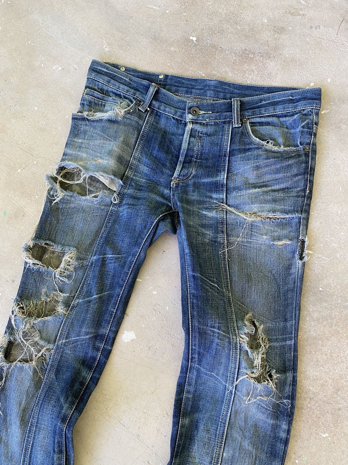 Japanese Brand Buffalo Distressed Flared Denim Jeans Y2K Size US 31 - 2 Thumbnail