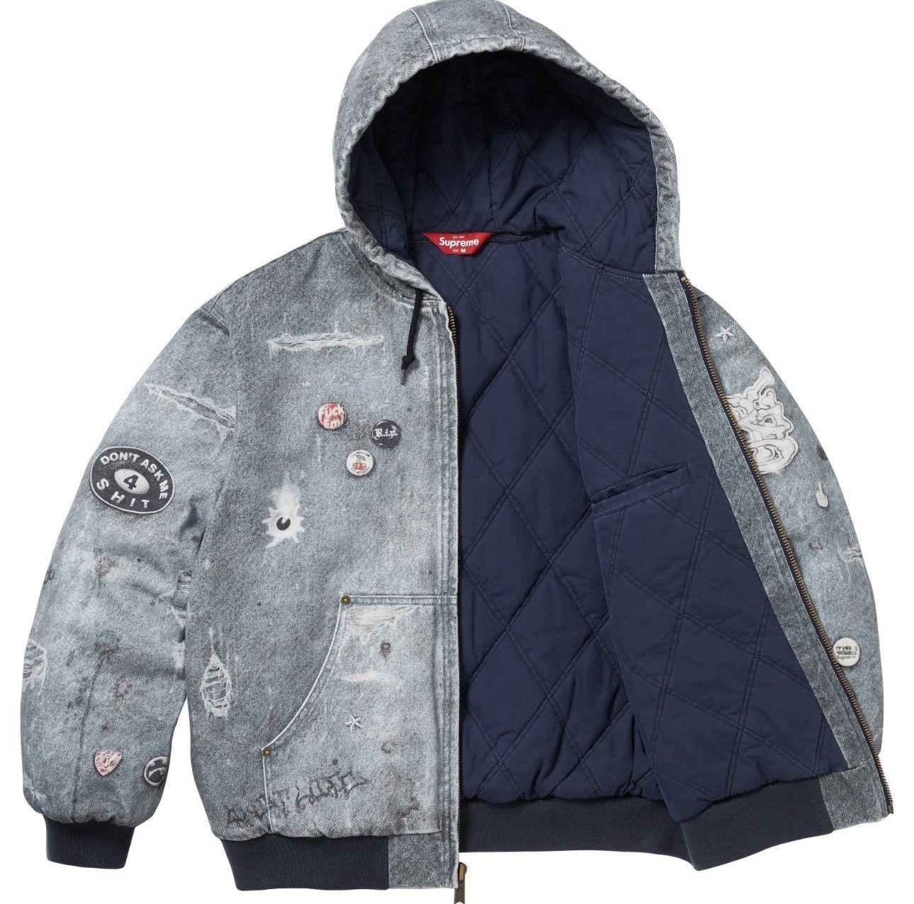 Other Size XL - Supreme Trompe L'oeil Hooded Work Jacket Blue 24FW Size US XL / EU 56 / 4 - 3 Thumbnail