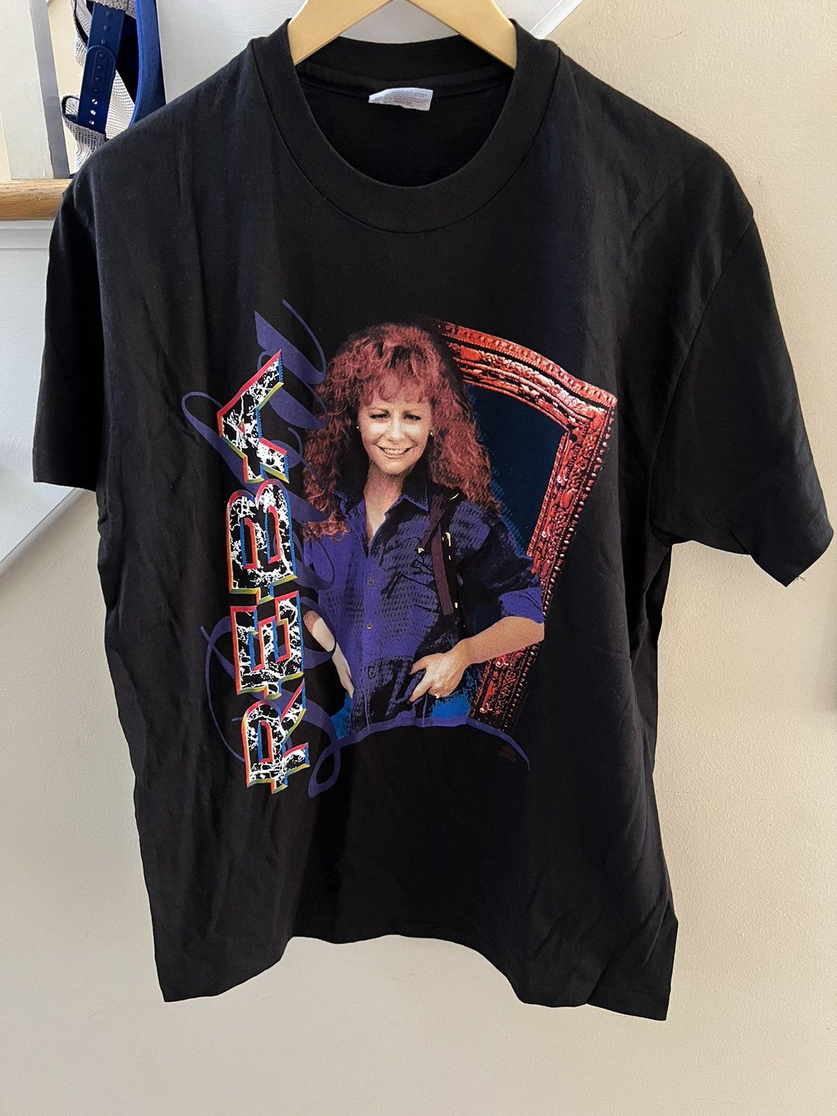 image of Vintage Reba Single Stitch Tee in Black, Men's (Size Large)