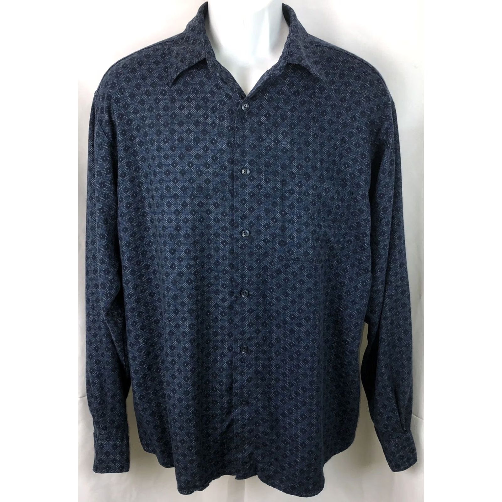 George George oxford shirt L blue Geo button Up long sleeve pocket rayon Preppy Career Size US L / EU 52-54 / 3 - 2 Thumbnail