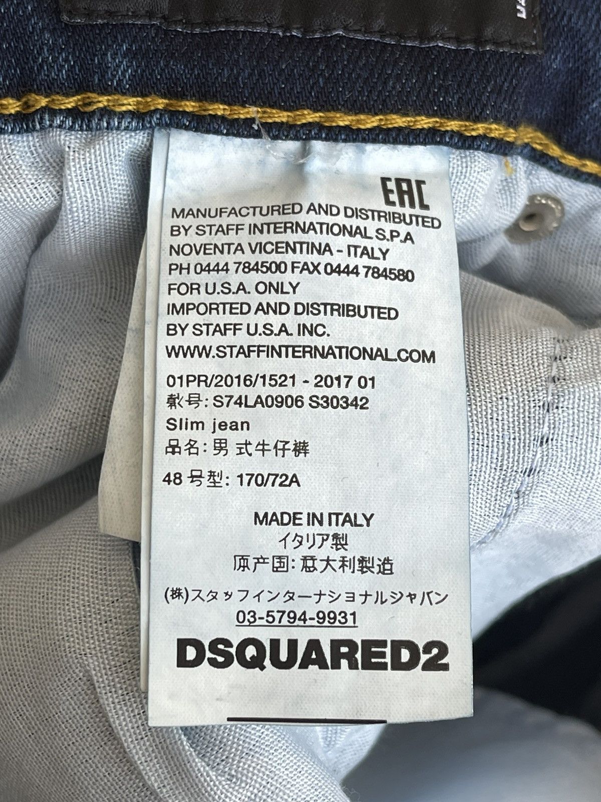 Dsquared2 Icon Slim Jean Distressed Wash Denim Paint-Splattered Jeans Size US 32 / EU 48 - 24 Thumbnail