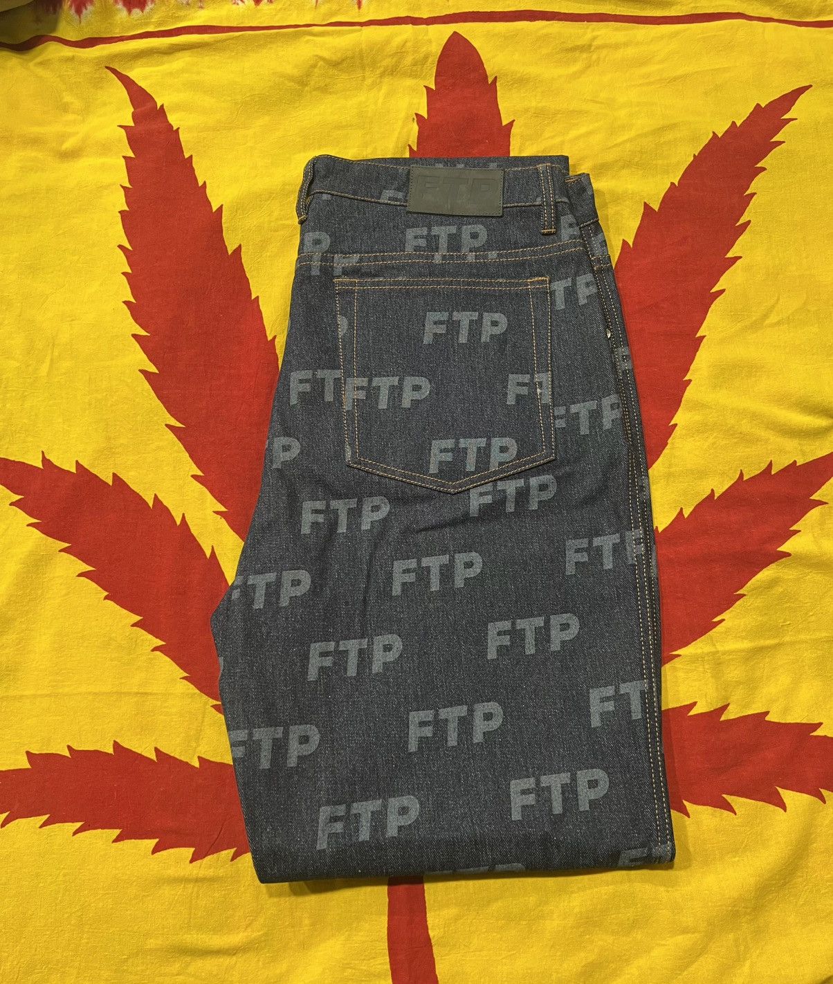 Fuck The Population FTP All Over Logo Denim Jeans Indigo - Fuck the Population Size US 36 / EU 52 - 2 Thumbnail
