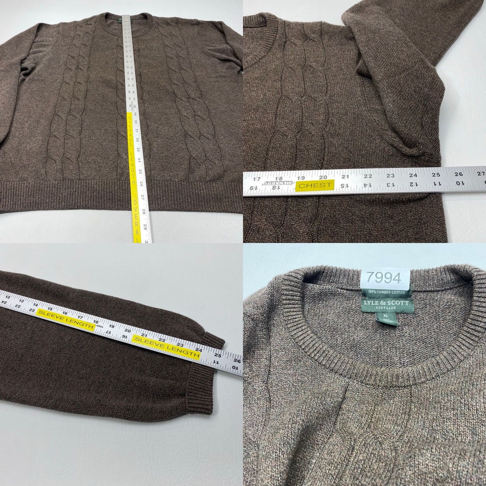 Lyle & Scott LYLE & SCOTT Scotland Crew Neck Sweater Mens XL Cable Knit 100% Combed Cotton Size US XL / EU 56 / 4 - 8 Thumbnail
