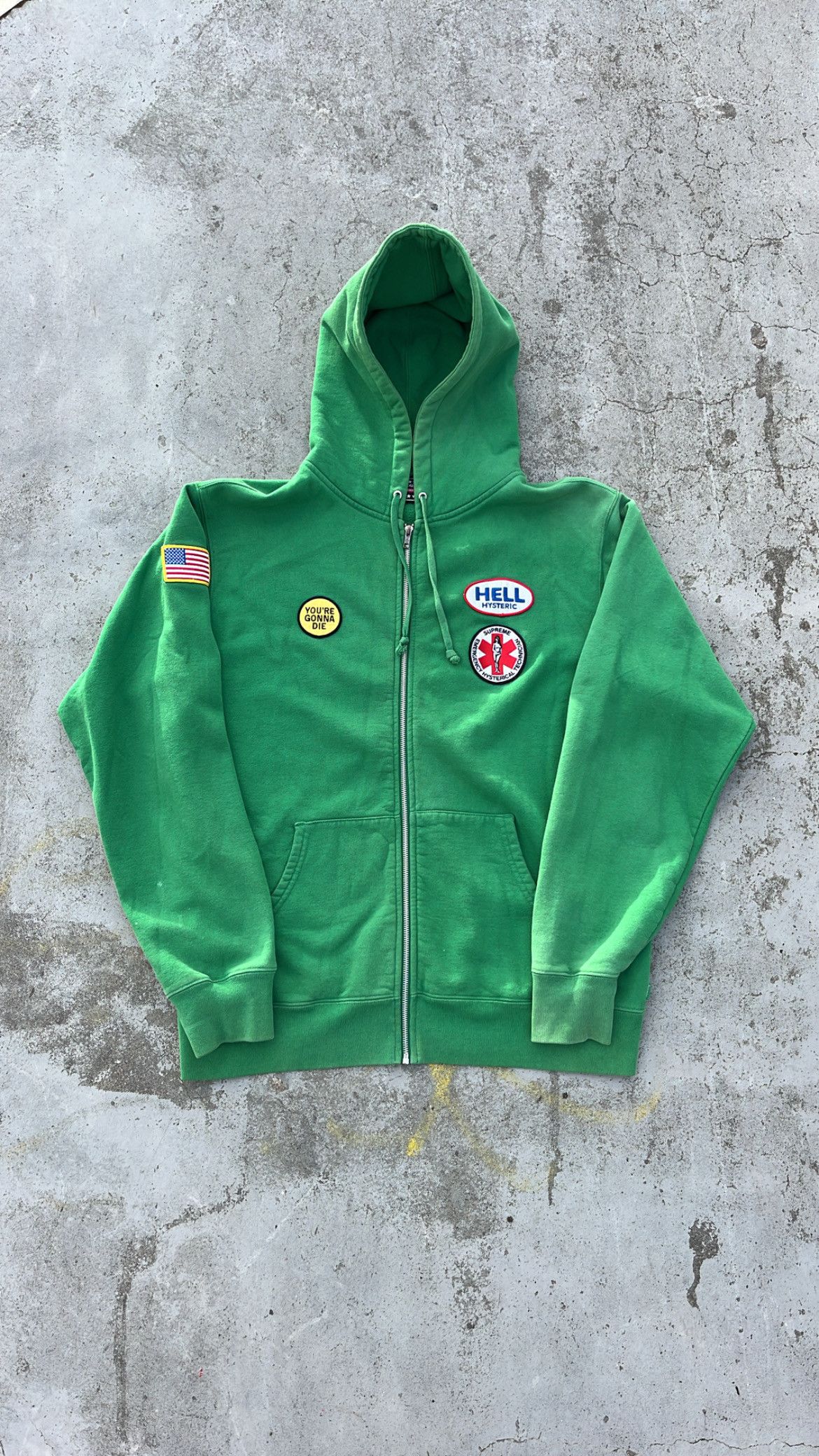 Supreme×HYSTERIC GLAMOUR FW17 Patches ZIP UP Sweat Shirts Supreme x Hysteric Glamour Patches Brown Zip Up Hoodie FW17