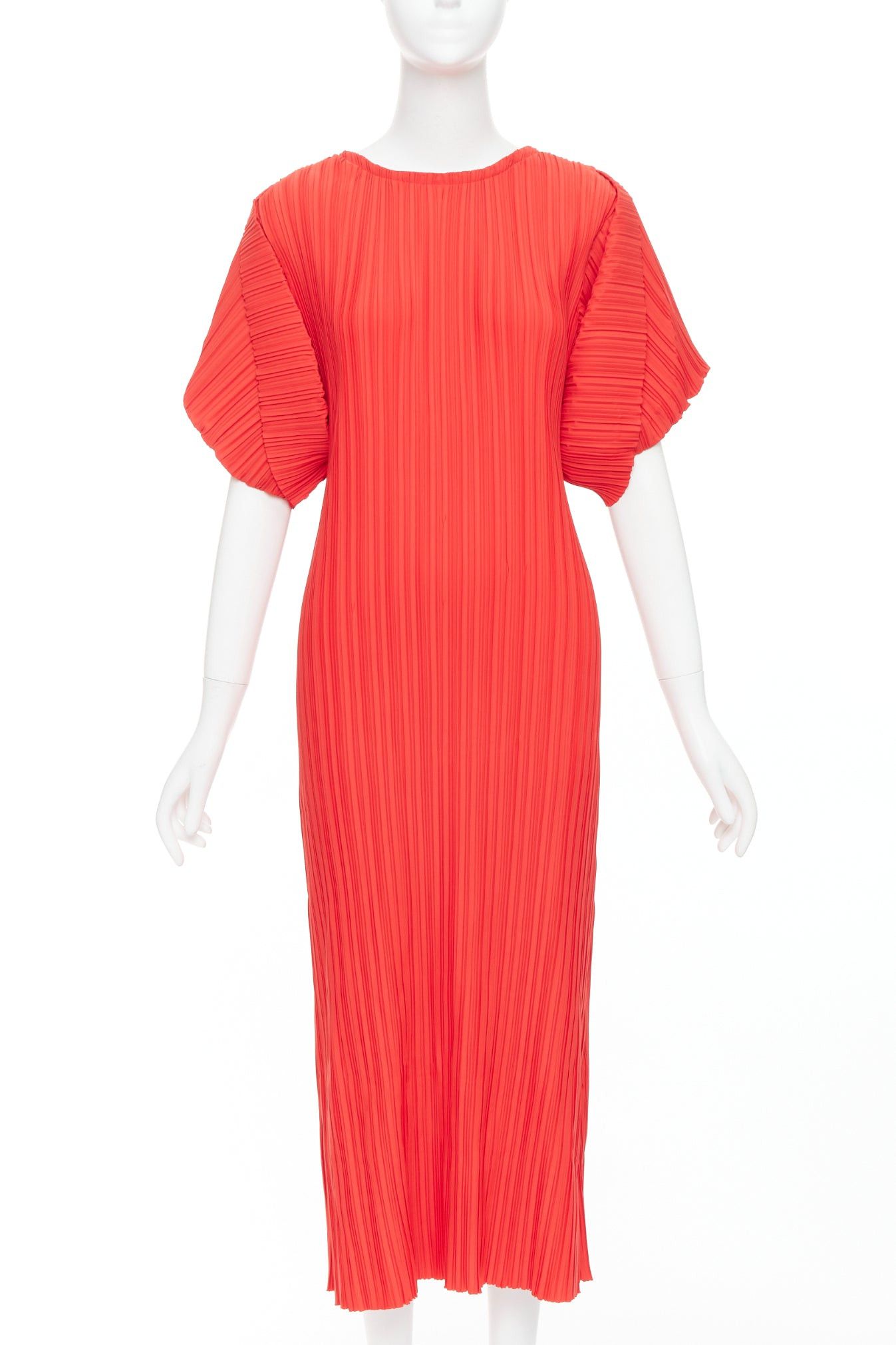 Other BAMBAH Beach red plisse puff half sleeve crew neck midi dress Size M / US 6-8 / IT 42-44 - 1 Thumbnail