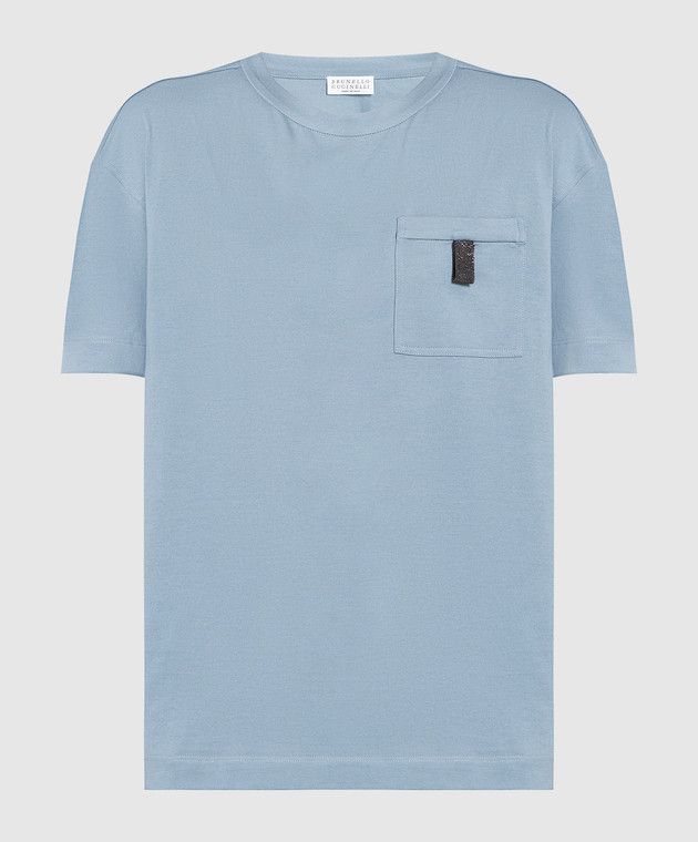 Brunello Cucinelli o1y0825 Crewneck Short Sleeves T-Shirt in Slate Blue Size 4XL / US 24-26 - 1 Thumbnail
