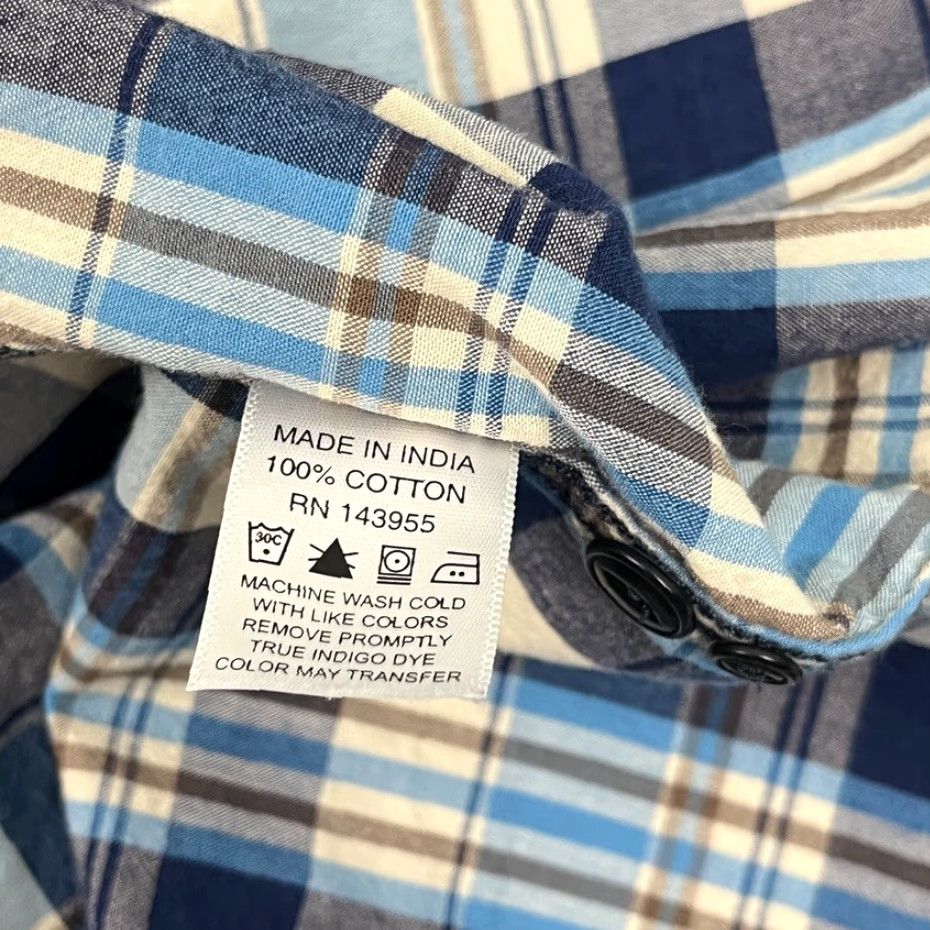 CO Guideboat Co Shirt Mens Large Blue Indigo Bleeder Madras Button Down Casual Prep Shirt Size US L / EU 52-54 / 3 - 7 Thumbnail