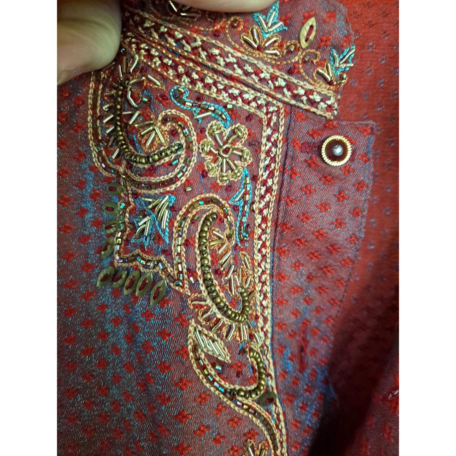 Other Rajgharana Maroon, Gold and Blue Kurta Size 42 Size ONE SIZE - 5 Thumbnail