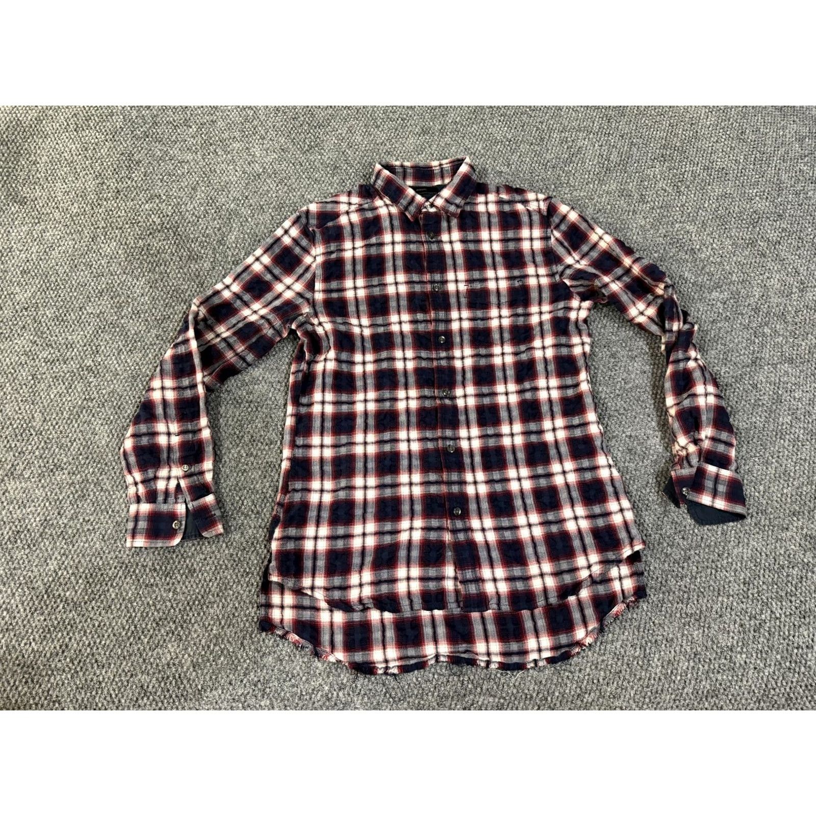Diesel Diesel Shirt Mens M Blue Red Plaid Long Sleeve Button Front Raw Hem Casual Button-Up Shirt Size US M / EU 48-50 / 2 - 2 Thumbnail