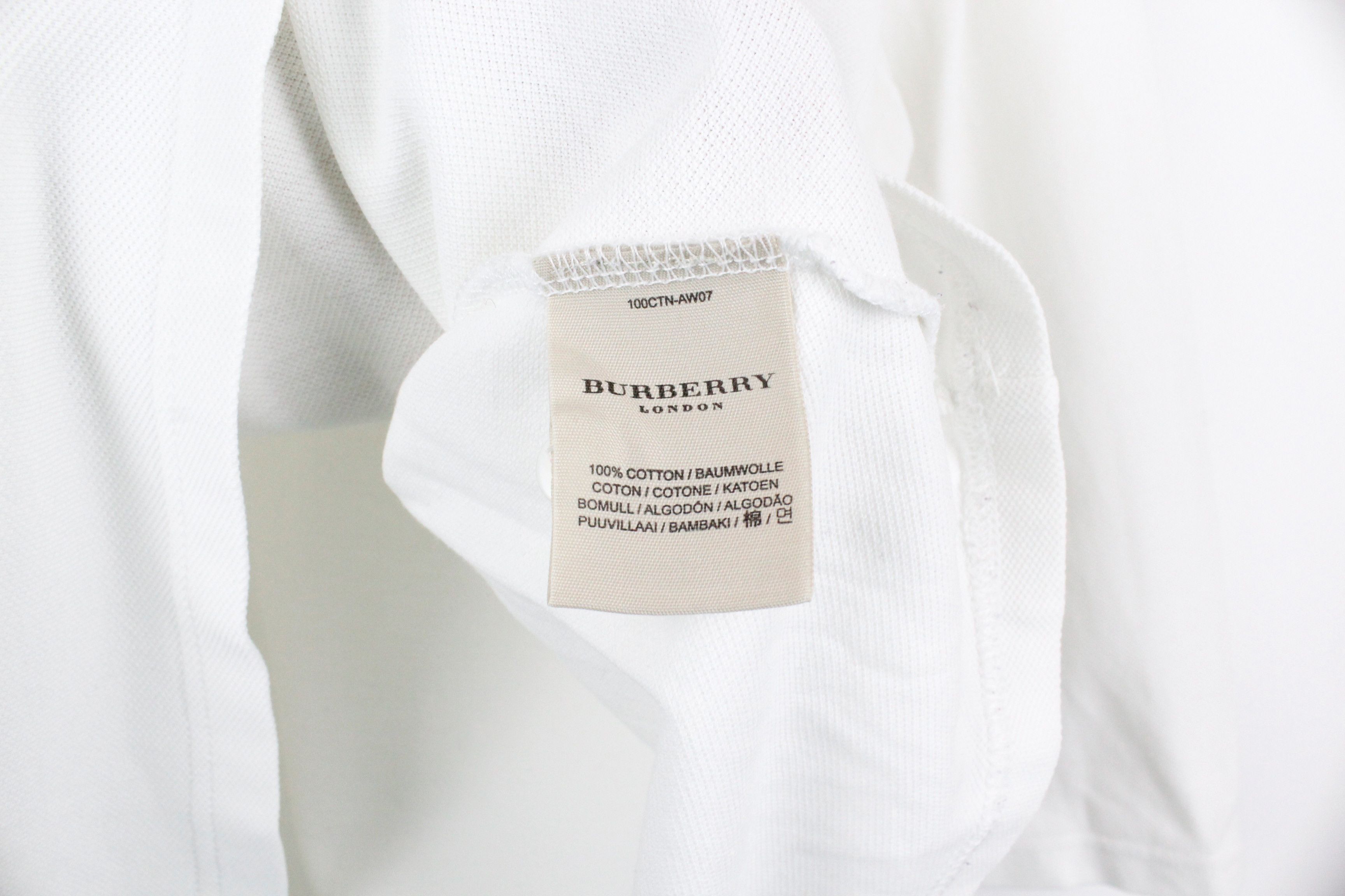 Burberry Womens Burberry Logo Check Details 3/4 Sleeve Polo Shirt Size L / US 10 / IT 46 - 4 Thumbnail