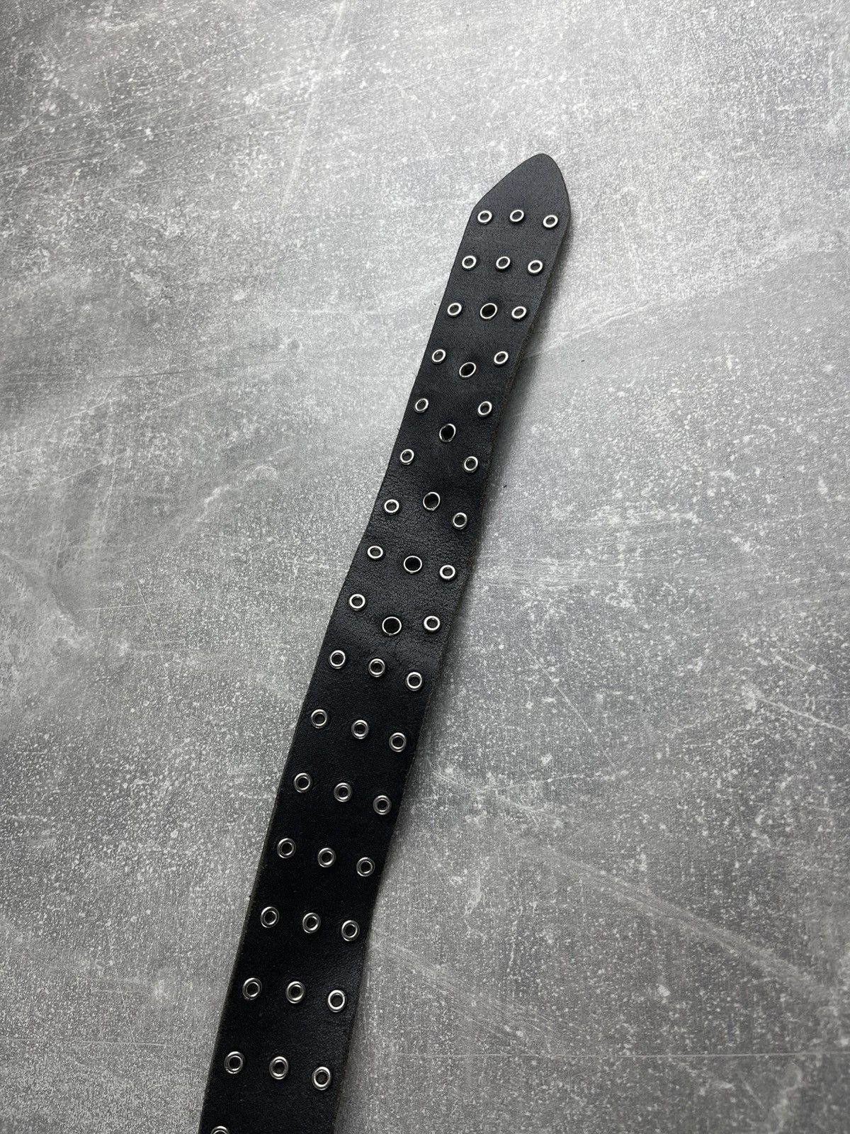 Vintage Y2K Studded Leather Belt Black Punk Wide Grommet Belt Size ONE SIZE - 3 Thumbnail