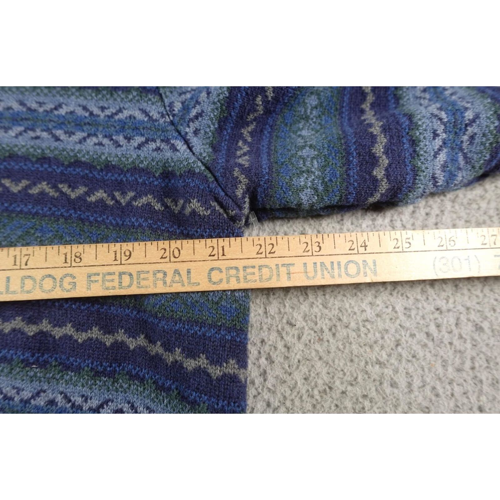 Izod Izod Geometric Hoodie Mens XL Blue Knit Crew Neck Hooded Pullover with Fair Isle Pattern Size US XL / EU 56 / 4 - 7 Thumbnail