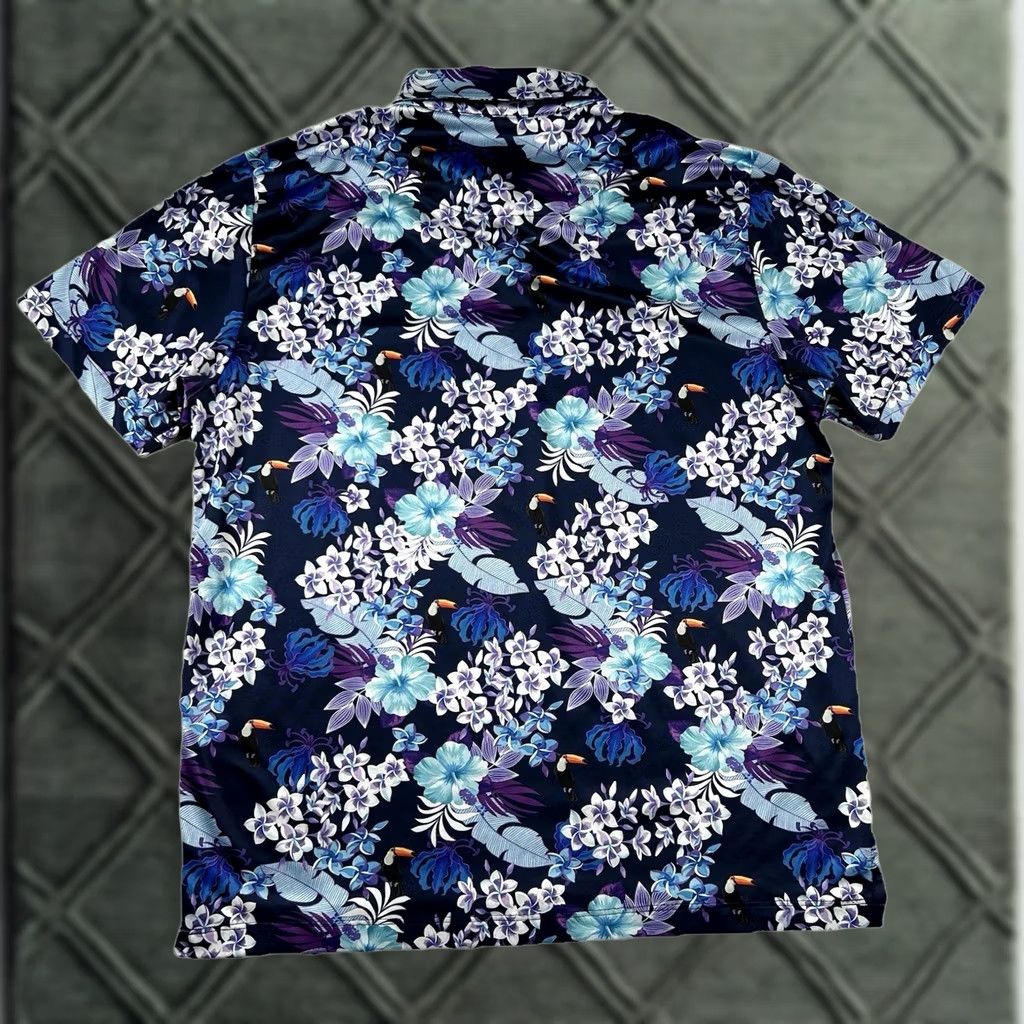 Vintage Construct Shirt Mens L Golf Polo Floral Birds Toucans Performance Stretch Tropic Size US L / EU 52-54 / 3 - 1 Thumbnail