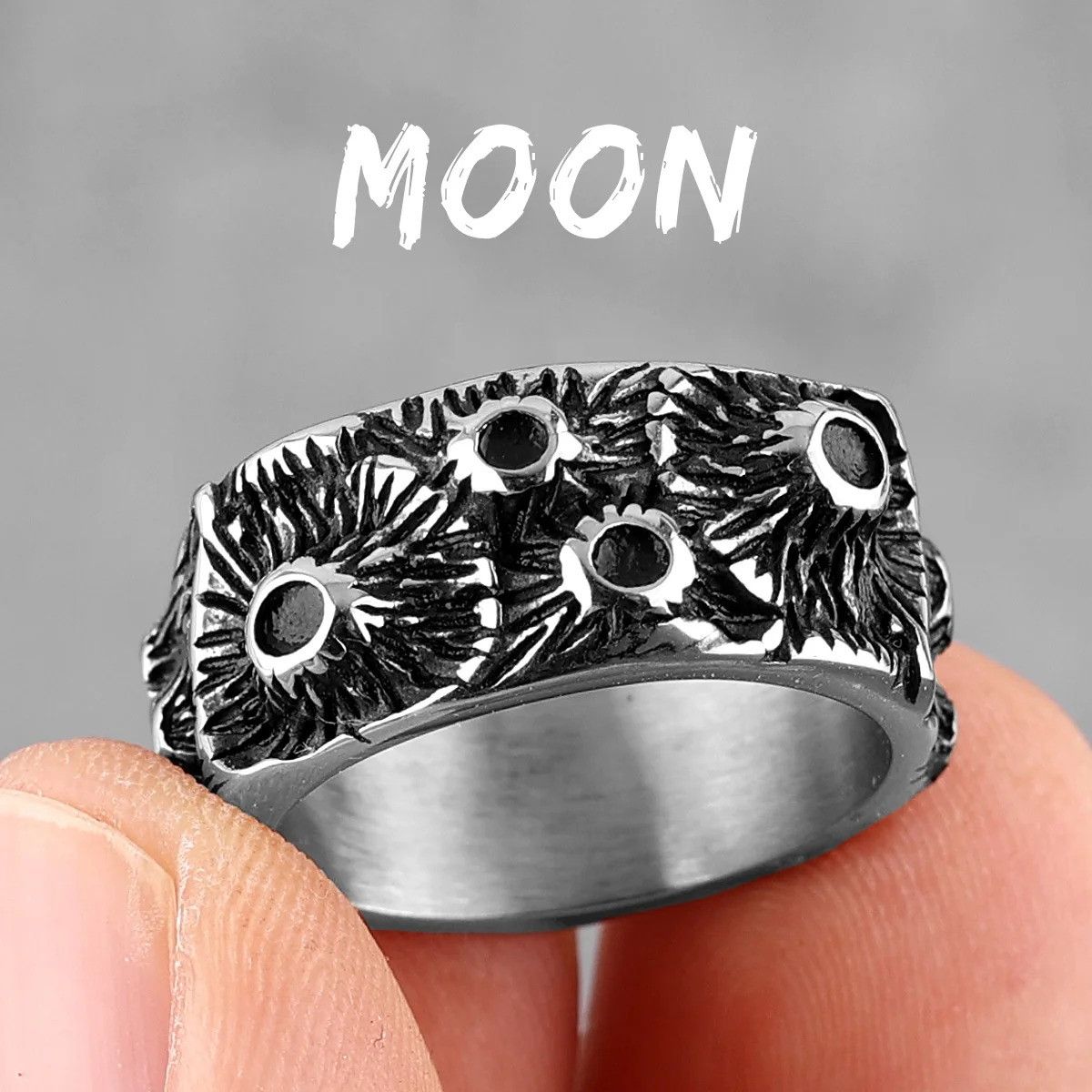 Jewelry Surface Moon Ring Streetwear Jewelry Fashion Gift Size ONE SIZE - 6 Thumbnail