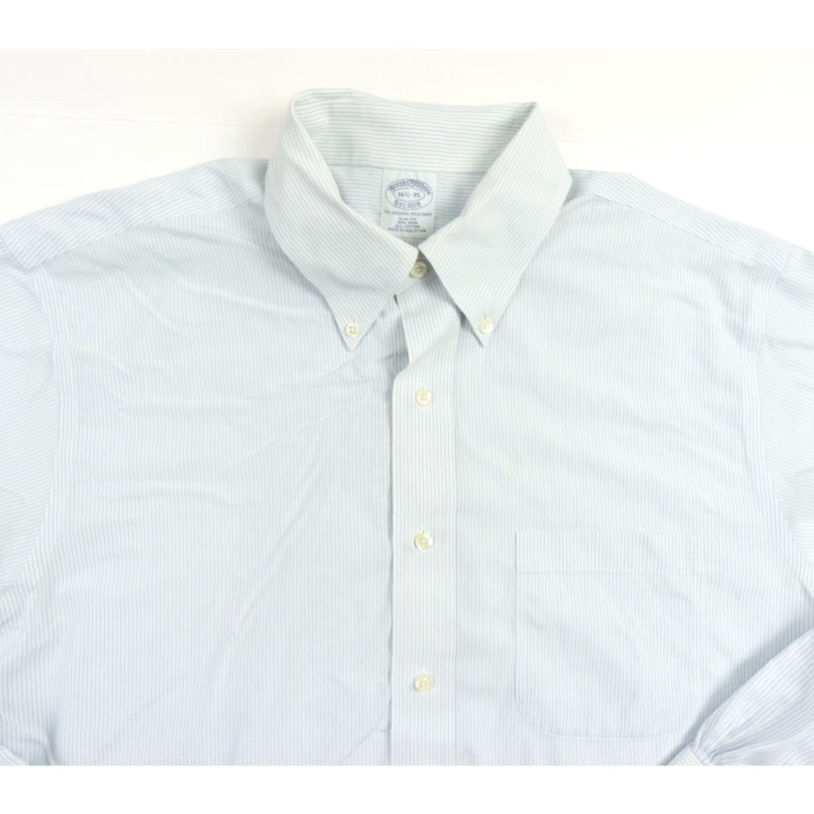 Brooks Brothers VINTAGE Brooks Brothers Men’s Button-Up Shirt Long Sleeve Collared Cotton Stripe 16.5 Blue Formal Business Casual Size US L / EU 52-54 / 3 - 2 Thumbnail