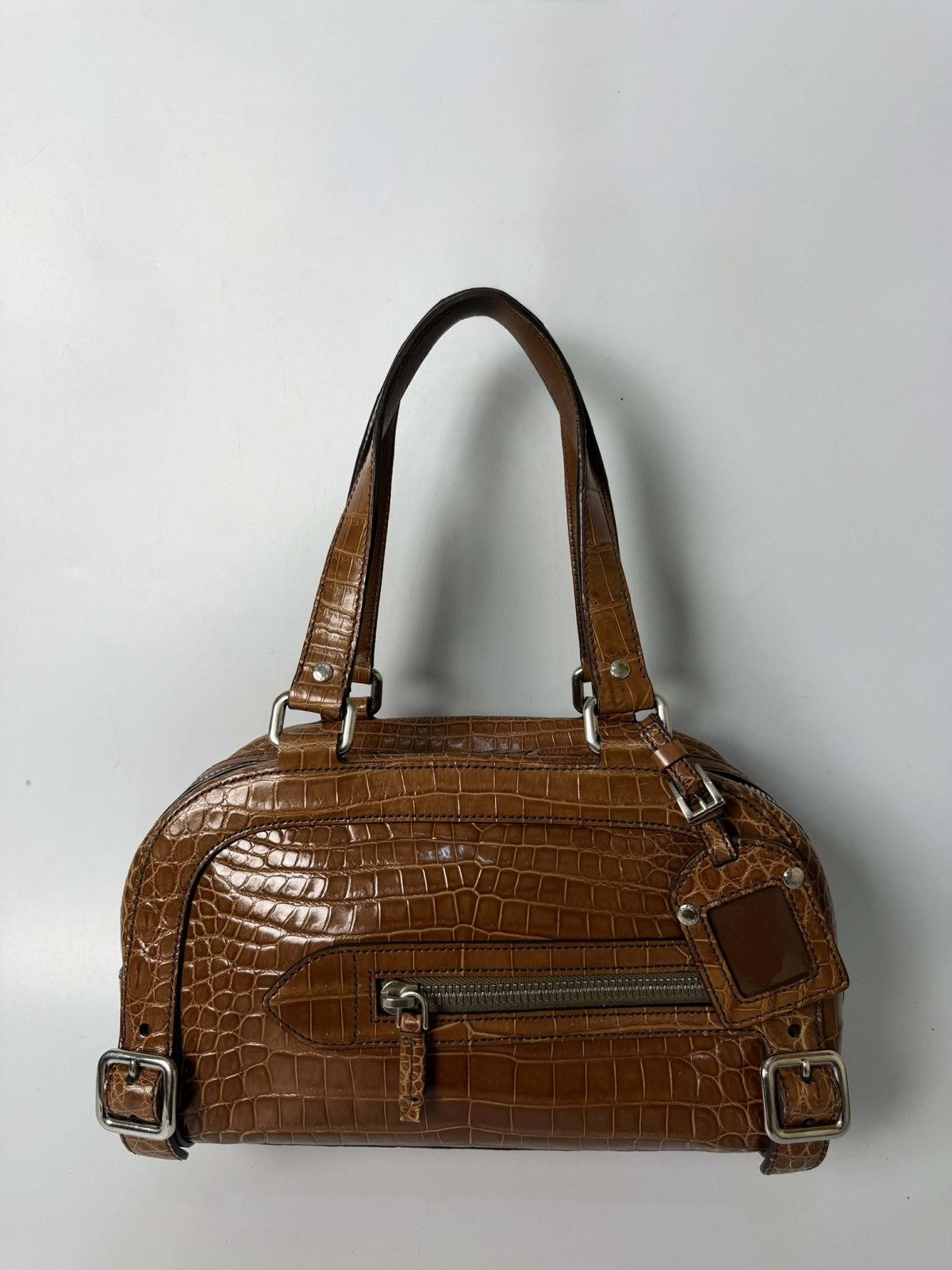 Prada Brown Crocodile Bauletto Bag
