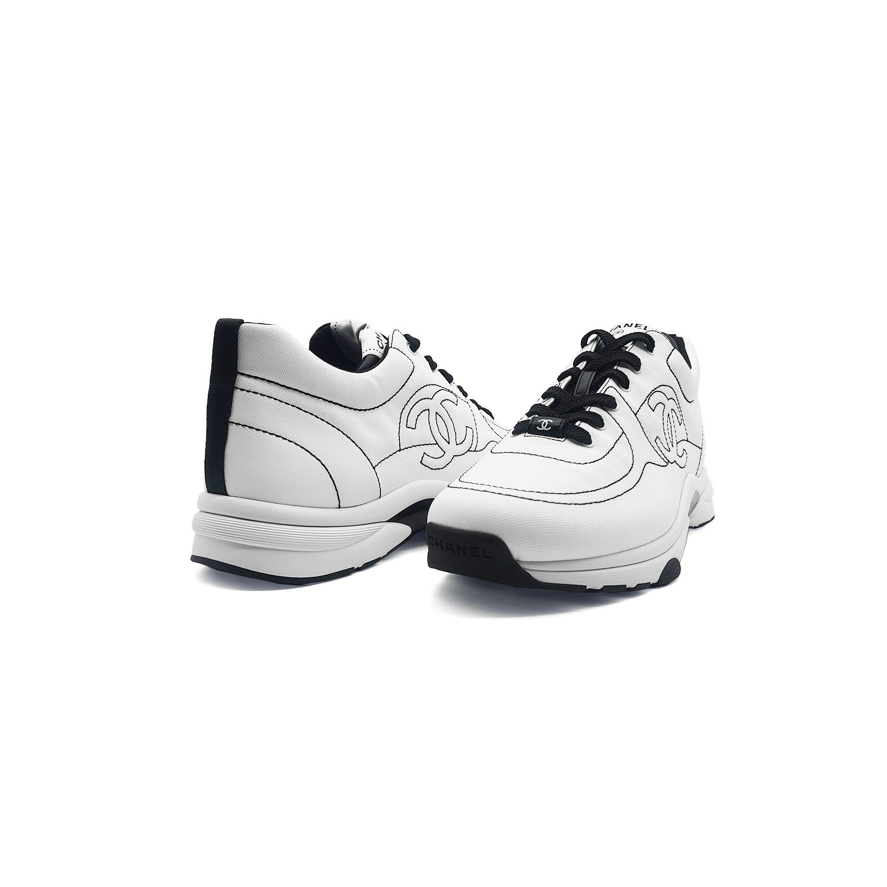 Chanel Chanel 25 Cruise White & Black Cotton Sneakers Size US 9.5 / EU 42-43 - 2 Thumbnail