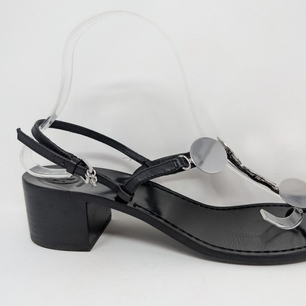 Tory Burch Tory Burch Black Leather Summer Sandals Heels Size 9 Size US 9 / IT 39 - 14 Thumbnail