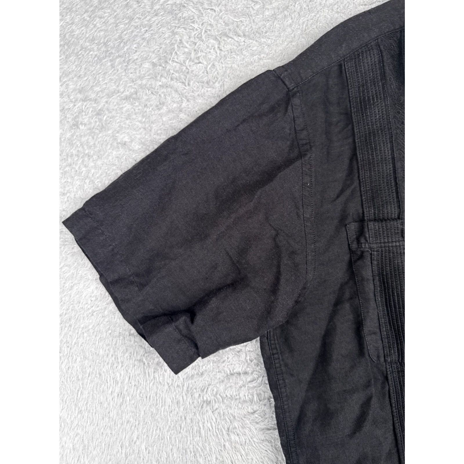 Vintage Marquis Shirt Men Large Black Linen Blend 4 Pocket Short Sleeve Button-Up Aloha Beach Hawaiian Vacation Resort Casual, Travel Mens Size US L / EU 52-54 / 3 - 3 Thumbnail