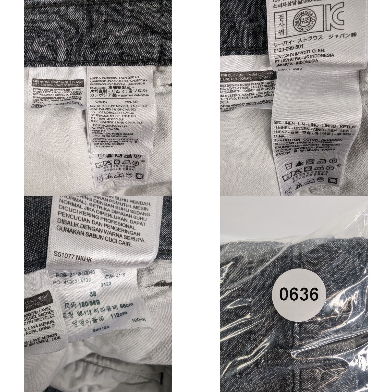 Levi's Levi's Chino Shorts Grey Chambray Men's 38 Cotton Linen Regular Front Flat 211810048 Size US 38 / EU 54 - 8 Thumbnail