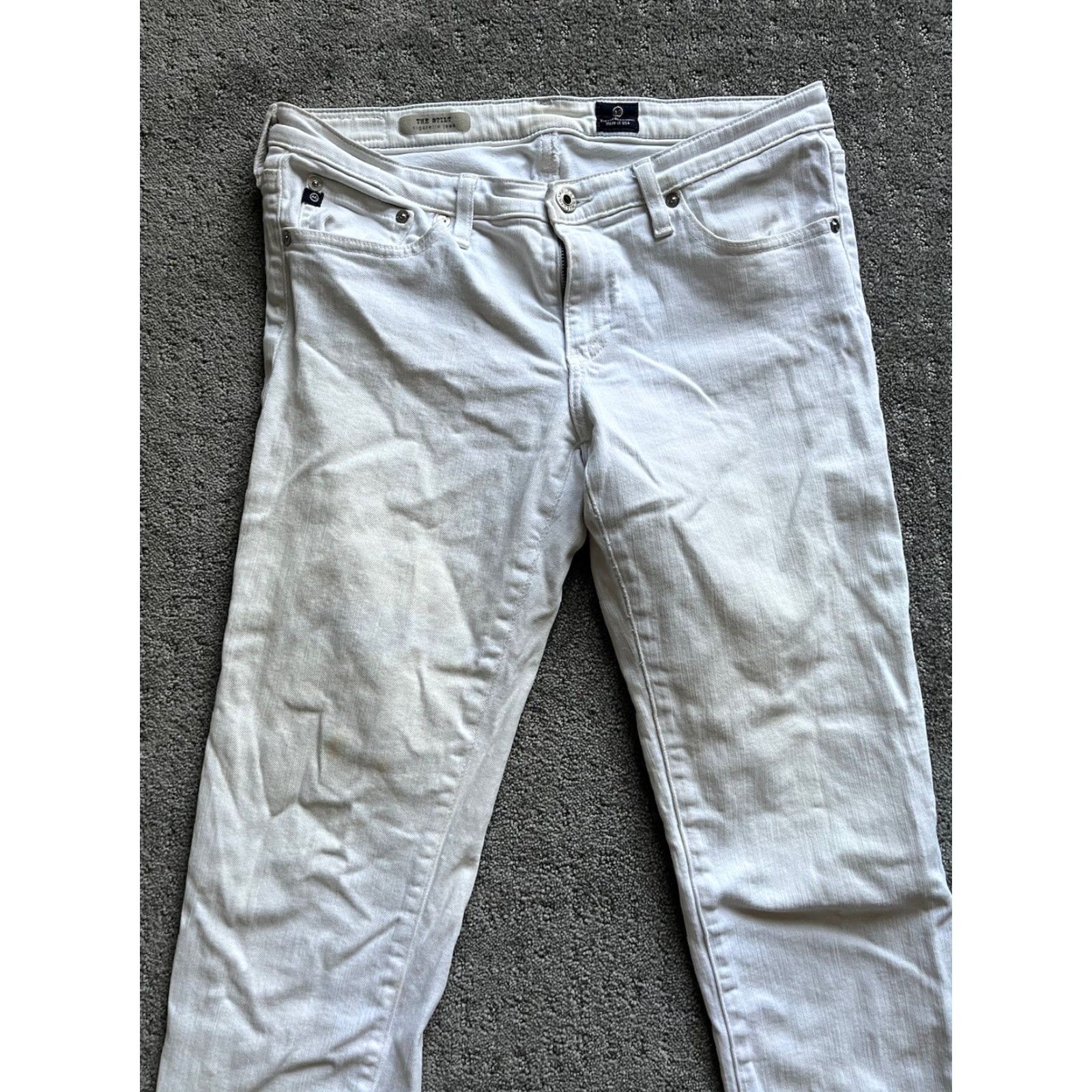 Vintage Adriano Goldschmied The Stilt Cigarette Leg White Jean Wash 30 Made USA AG Size 30" / US 8 / IT 44 - 2 Thumbnail