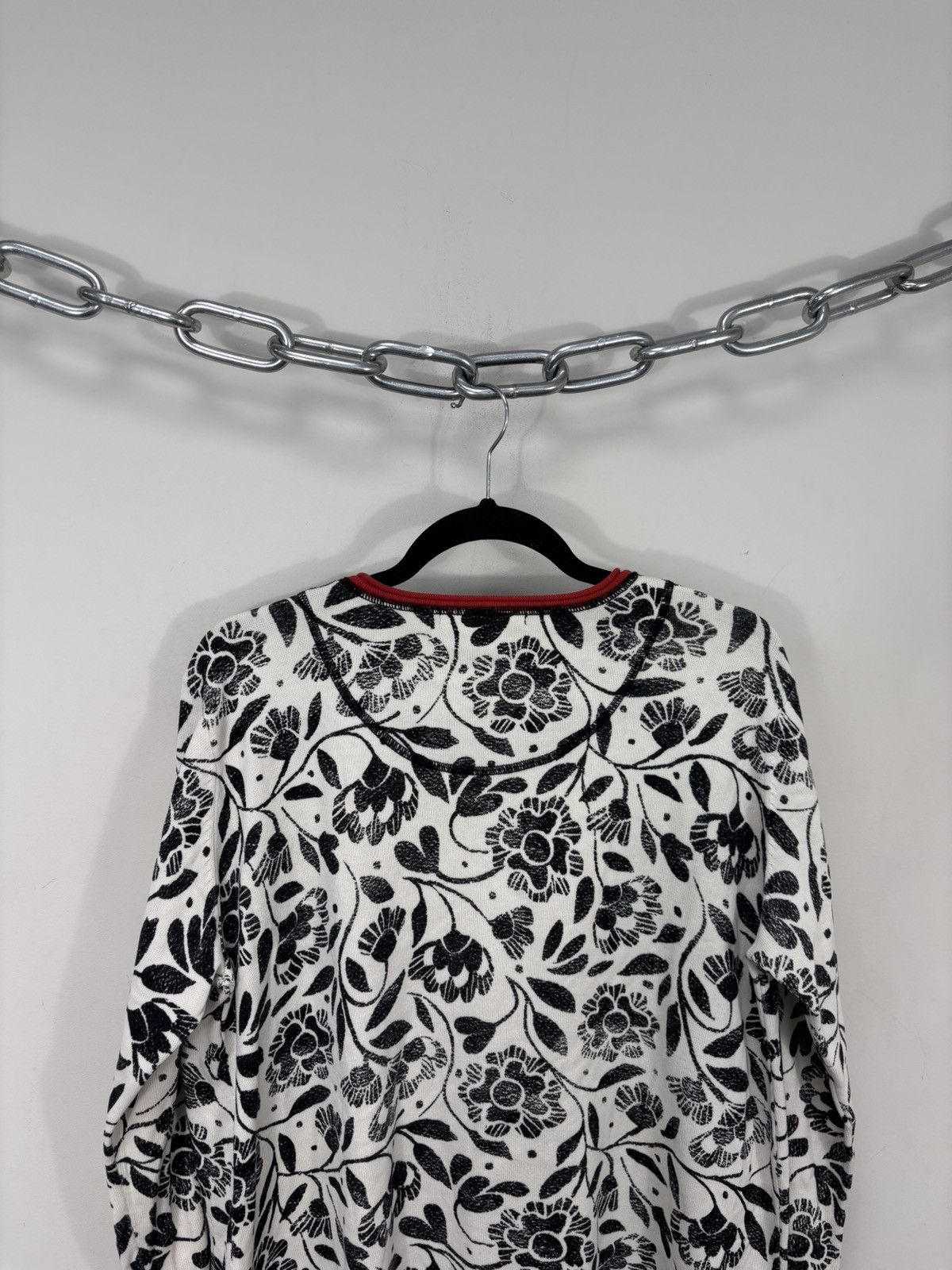 Gudrun Sjoden Gudrun Sjoden Women’s White/Black Floral Cotton Sweater Top Size L / US 10 / IT 46 - 14 Thumbnail
