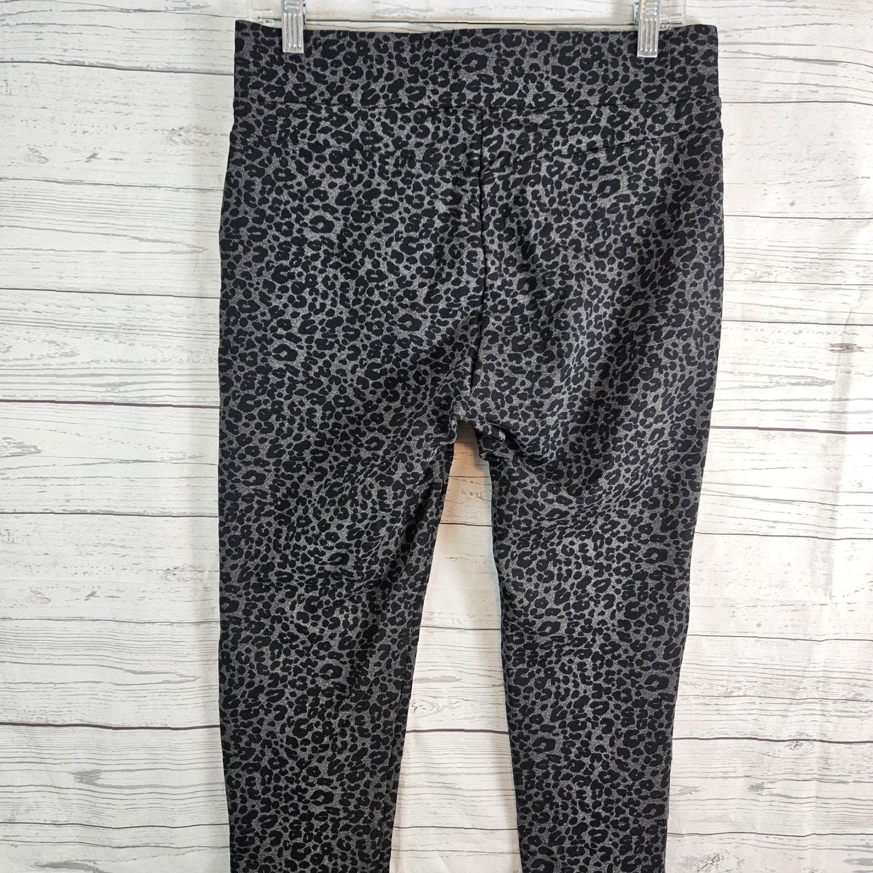 Loft LOFT Ann Taylor Womens Ponte Knit Ankle Pants Sz M Black Gray Animal Print 27in Inseam Size 32" / US 10 / IT 46 - 4 Thumbnail