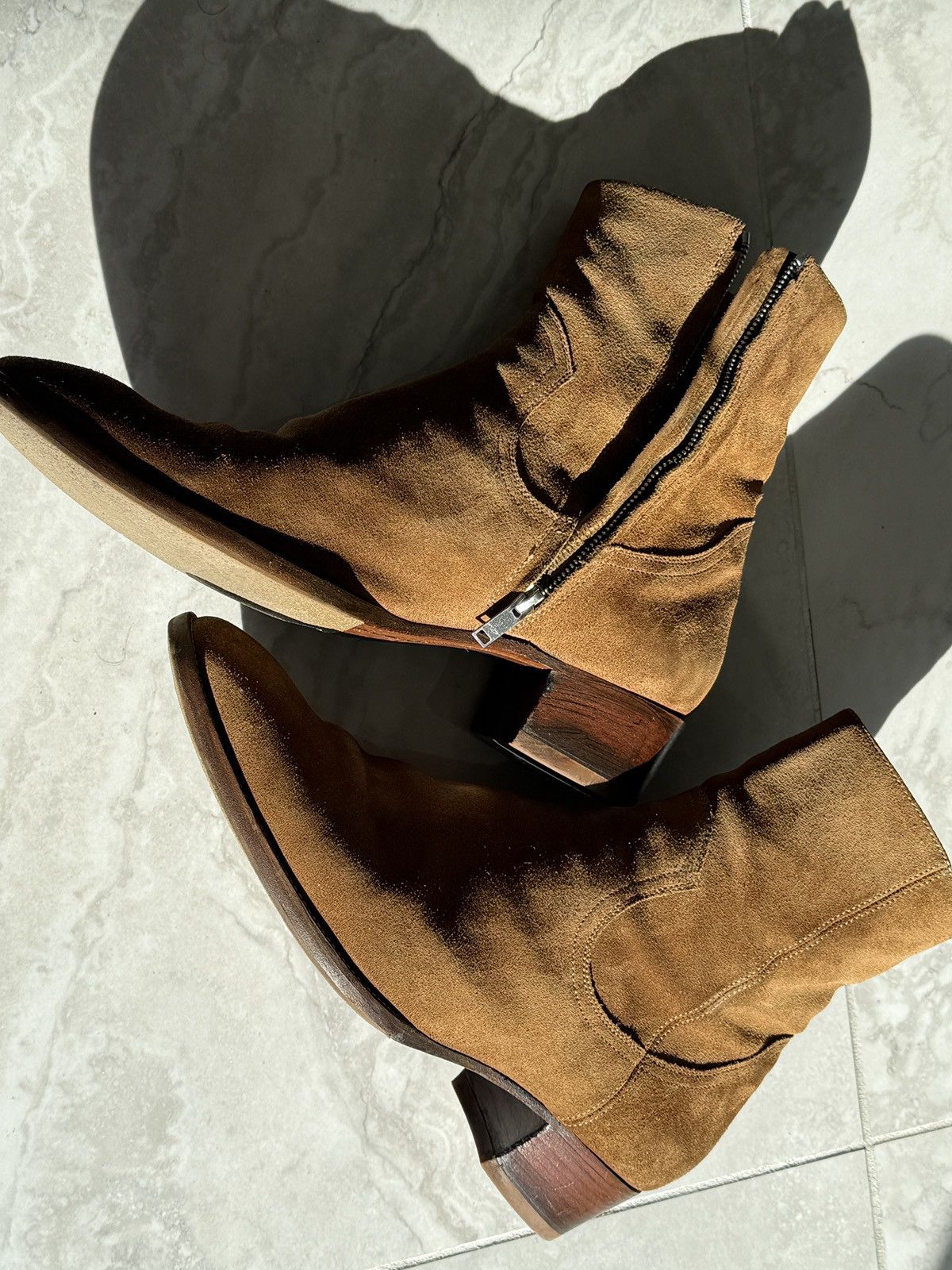 Saint Laurent Paris Classic Hedi Slimane Wyatt 40 Tobacco Suede Boots Size US 13 / EU 46 - 6 Thumbnail