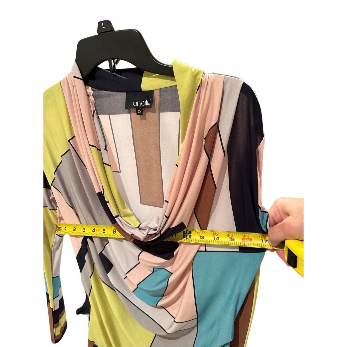 Other ANALILI Abstract White Pink Gray Silky Cowl Neck long Sleeve Size XS / US 0-2 / IT 36-38 - 5 Thumbnail