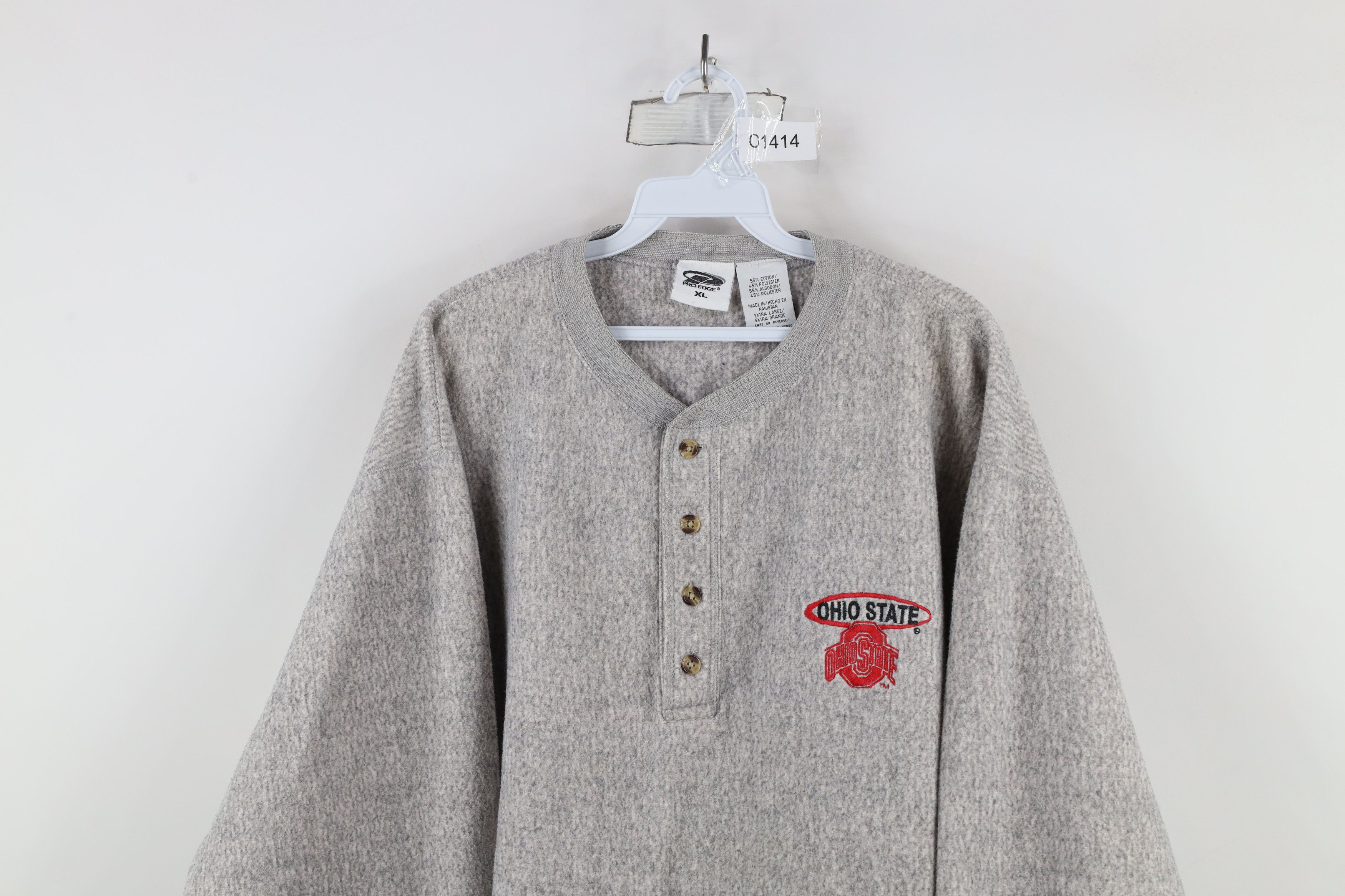 Vintage Vintage 90s Fleece Ohio State University Henley Sweatshirt Size US XL / EU 56 / 4 - 2 Thumbnail