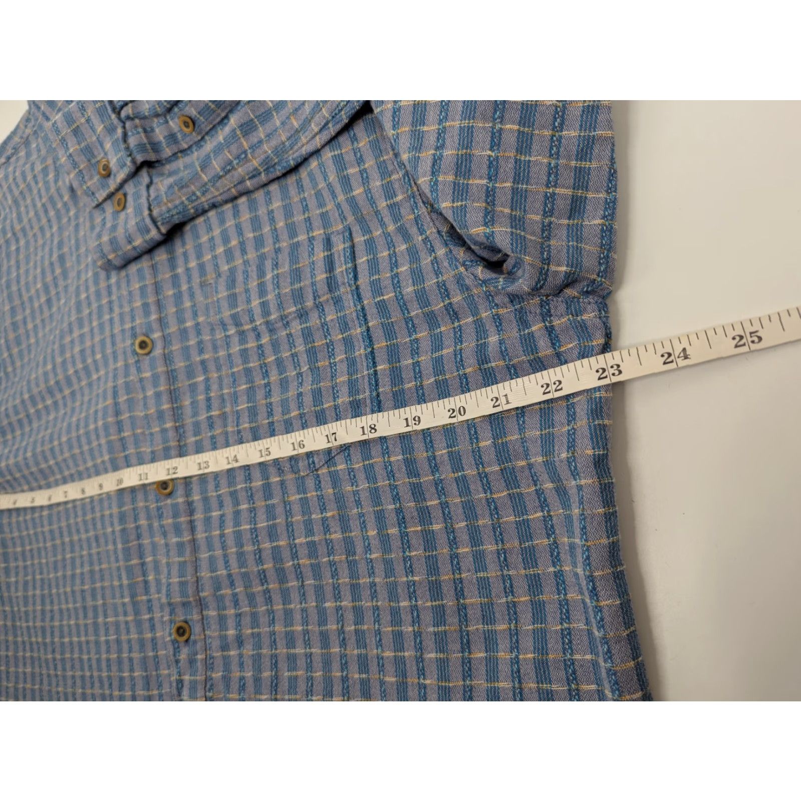 Carbon2Cobalt Carbon 2 Cobalt Shirt Mens Large Blue Stripe Plaid Textured Pocket Button Cotton Size US L / EU 52-54 / 3 - 6 Thumbnail