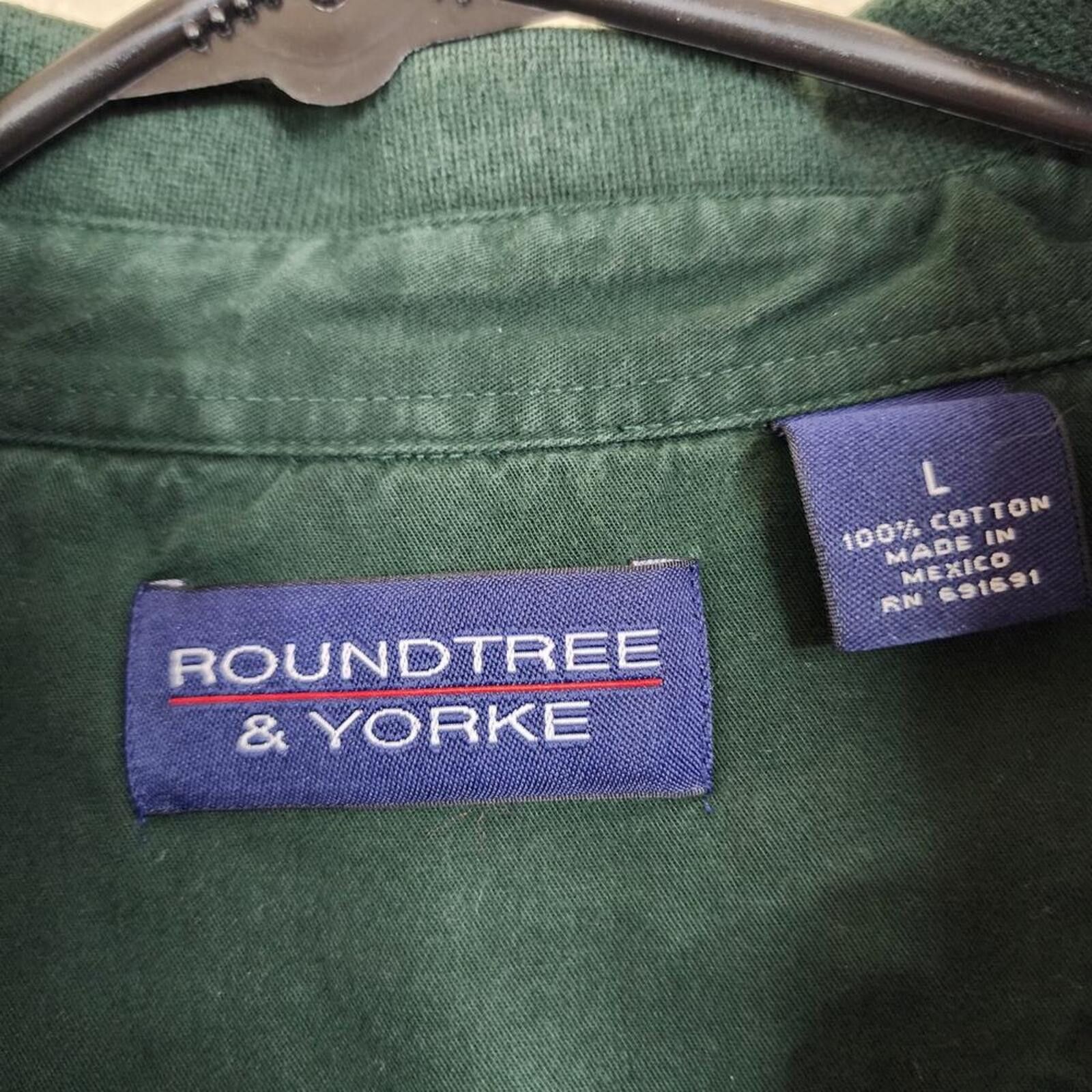 Roundtree & Yorke Large Cotton Roundtree & Yorke Green Striped Long Sleeve Size US L / EU 52-54 / 3 - 2 Thumbnail