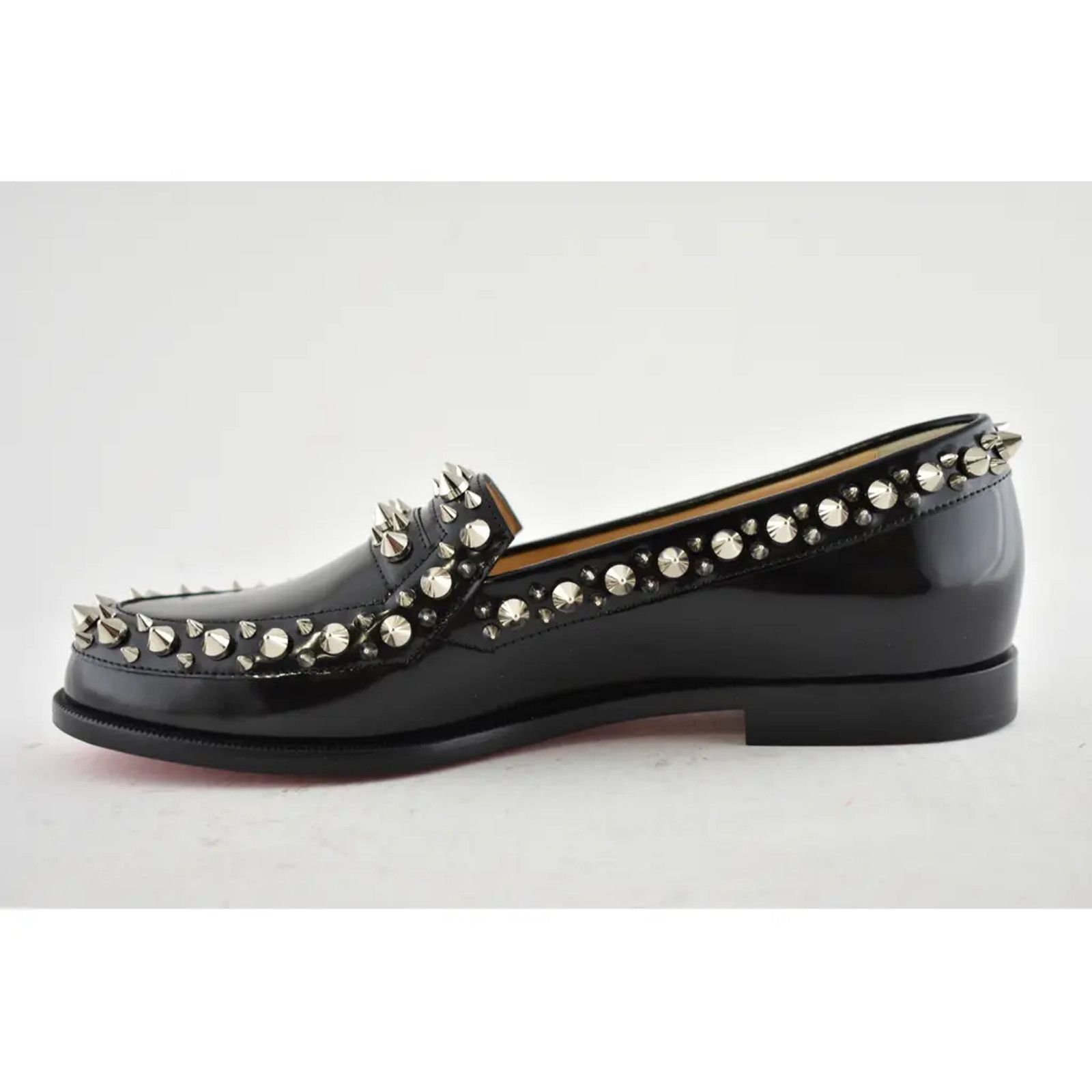 Christian Louboutin Mattia Spikes Donna Flat Black Calf Leather Slip Loafer 39 Size US 9 / IT 39 - 8 Thumbnail
