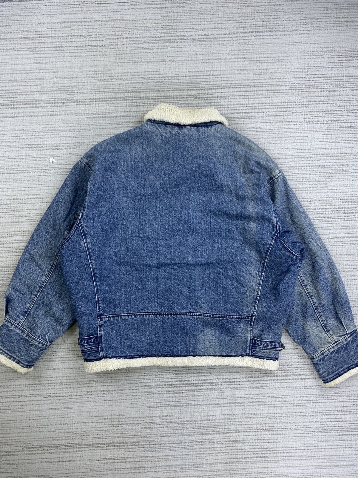 Japanese Brand × Vintage Vtg 90s Blue Way Company Lined Sherpa Bomber Denim Jacket Size US XL / EU 56 / 4 - 2 Thumbnail