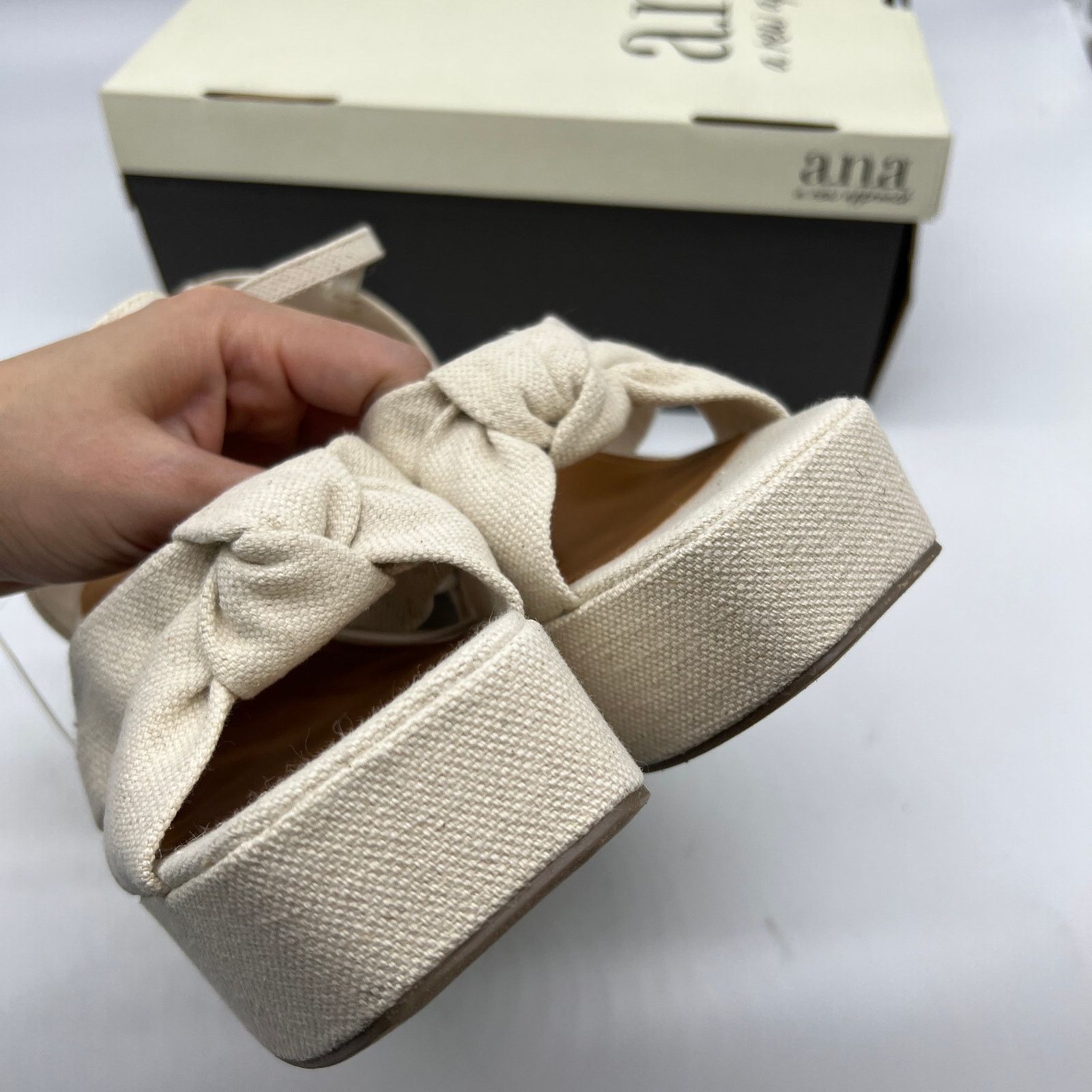 Other a.n.a Womens Holland Heeled Sandals Denim Platform Size US 7 / IT 37 - 7 Thumbnail