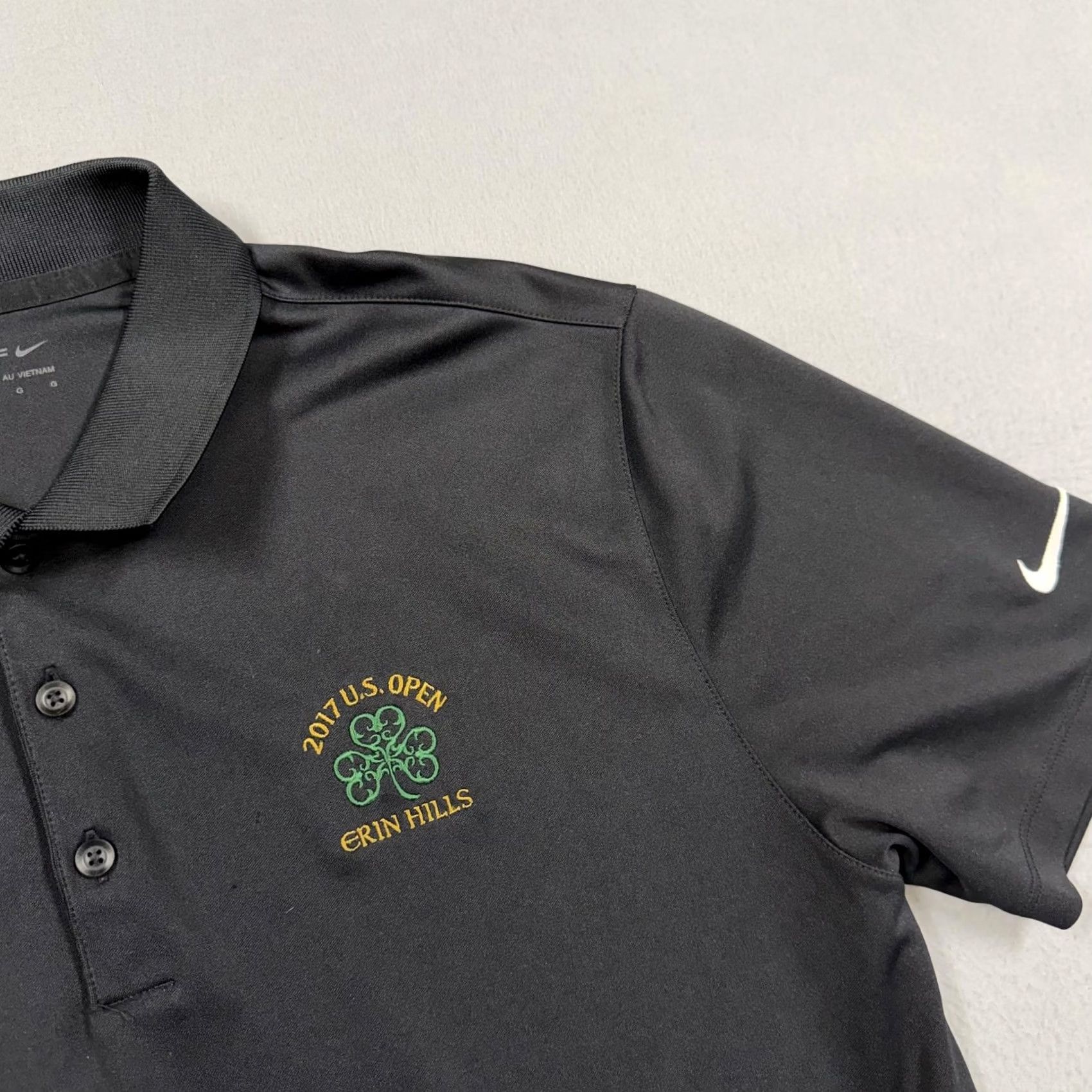 Nike Nike Golf Polo Shirt Mens L Black Solid Dri-FIT 2017 US Open Erin Hills Size US L / EU 52-54 / 3 - 2 Thumbnail