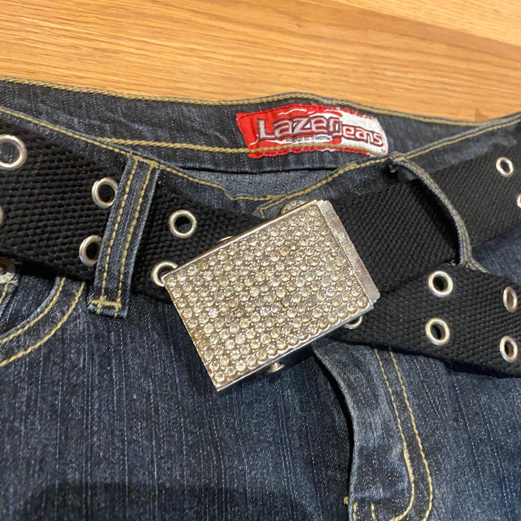 Vintage VINTAGE Lazer Jeans Flared Belted Cowgirl 90s Y2K Sequins Mid Rise Size 9 NWT Women Size 30" / US 8 / IT 44 - 7 Thumbnail