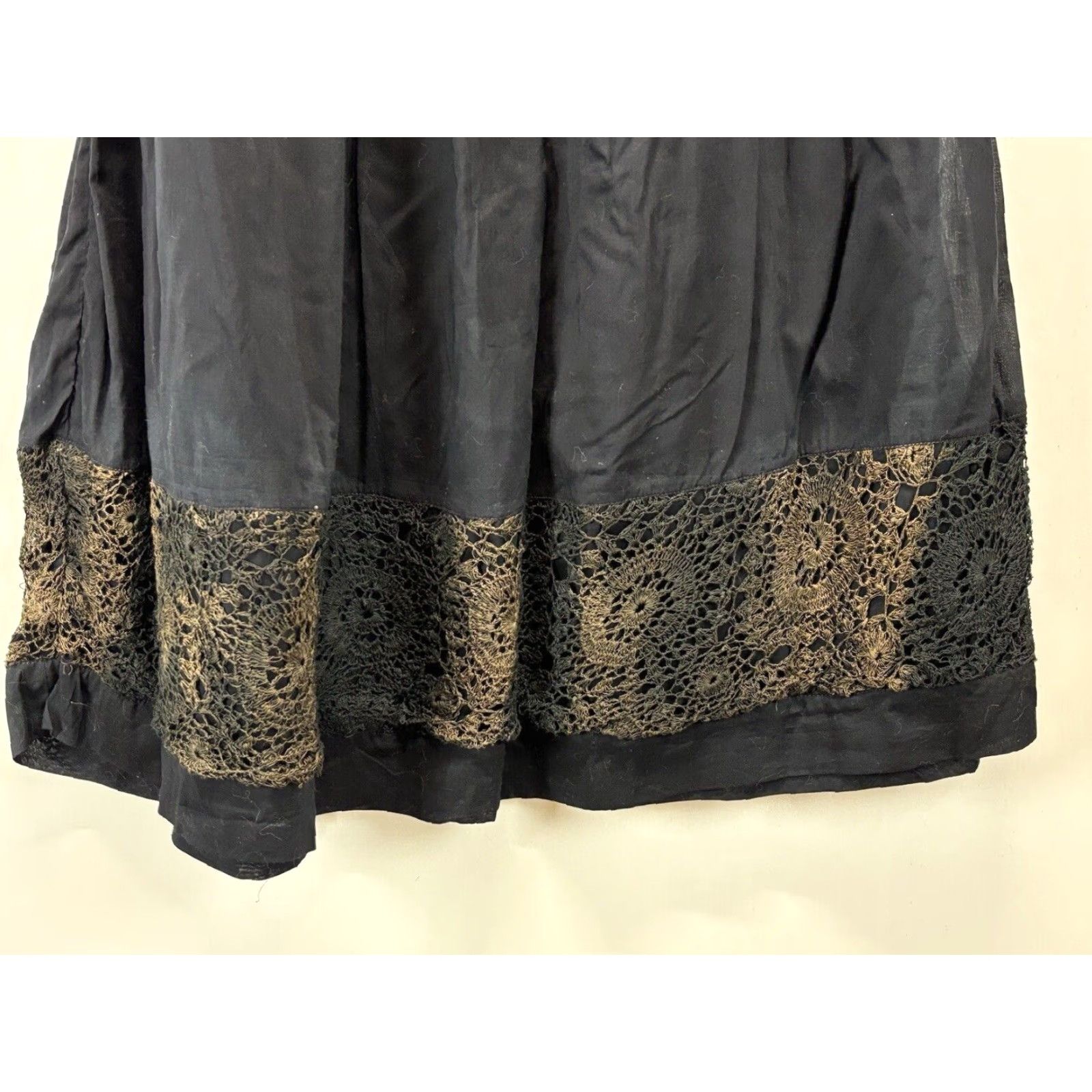 Vintage VINTAGE Effeci Maxi Skirt Medium Black Crochet Detail Witchy 90s Y2K Womens Size 32" / US 10 / IT 46 - 3 Thumbnail