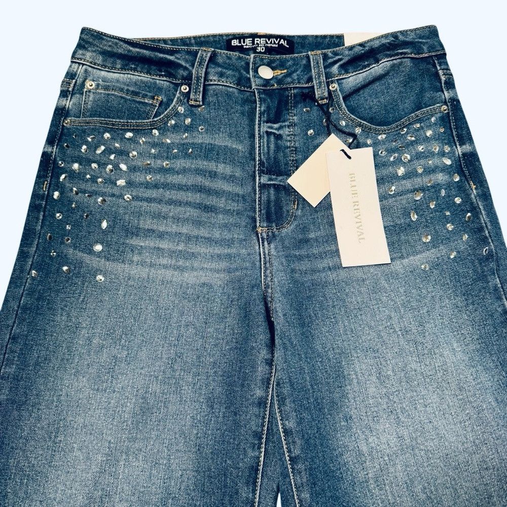 Other NWT New $169 Blue Revival Rhinestones Straight Leg Jeans Si Size 30" / US 8 / IT 44 - 4 Thumbnail