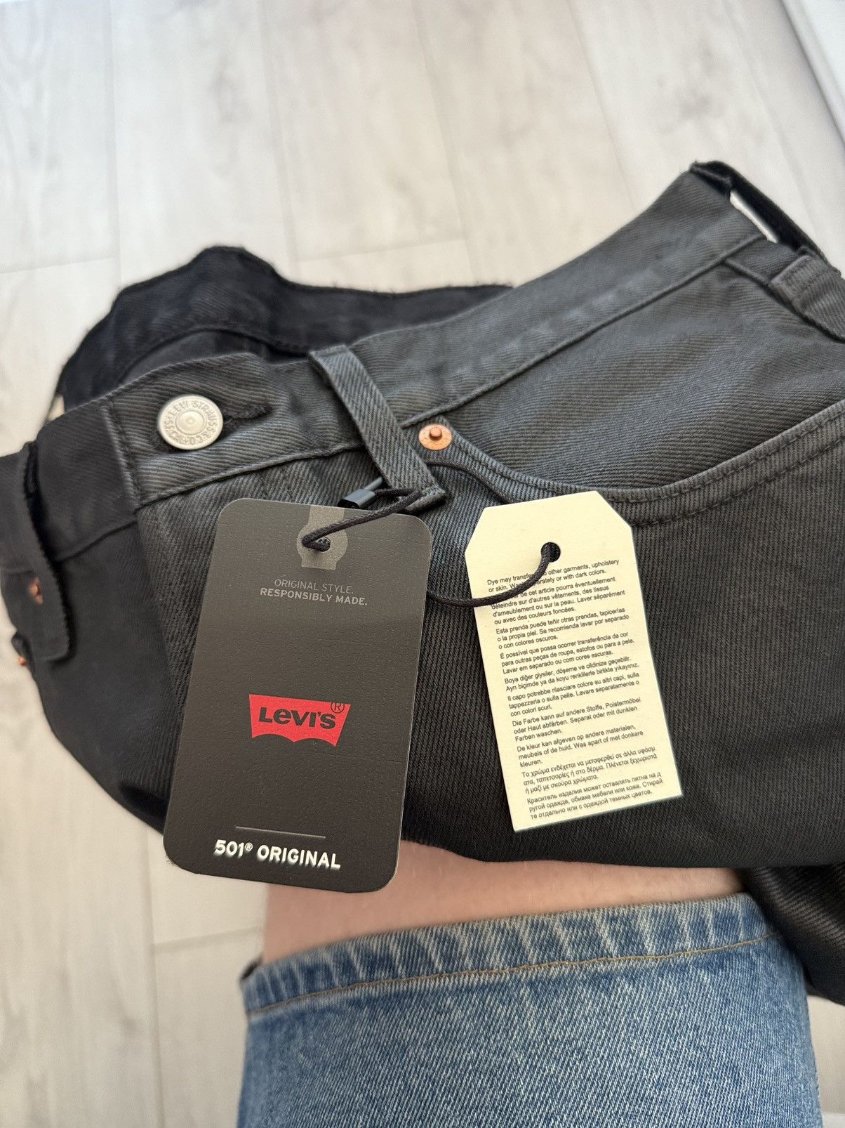 Levi's Levi’s 501 Big E Black Waxed Straight Denim Jeans Red Tab Size US 31 - 11 Thumbnail
