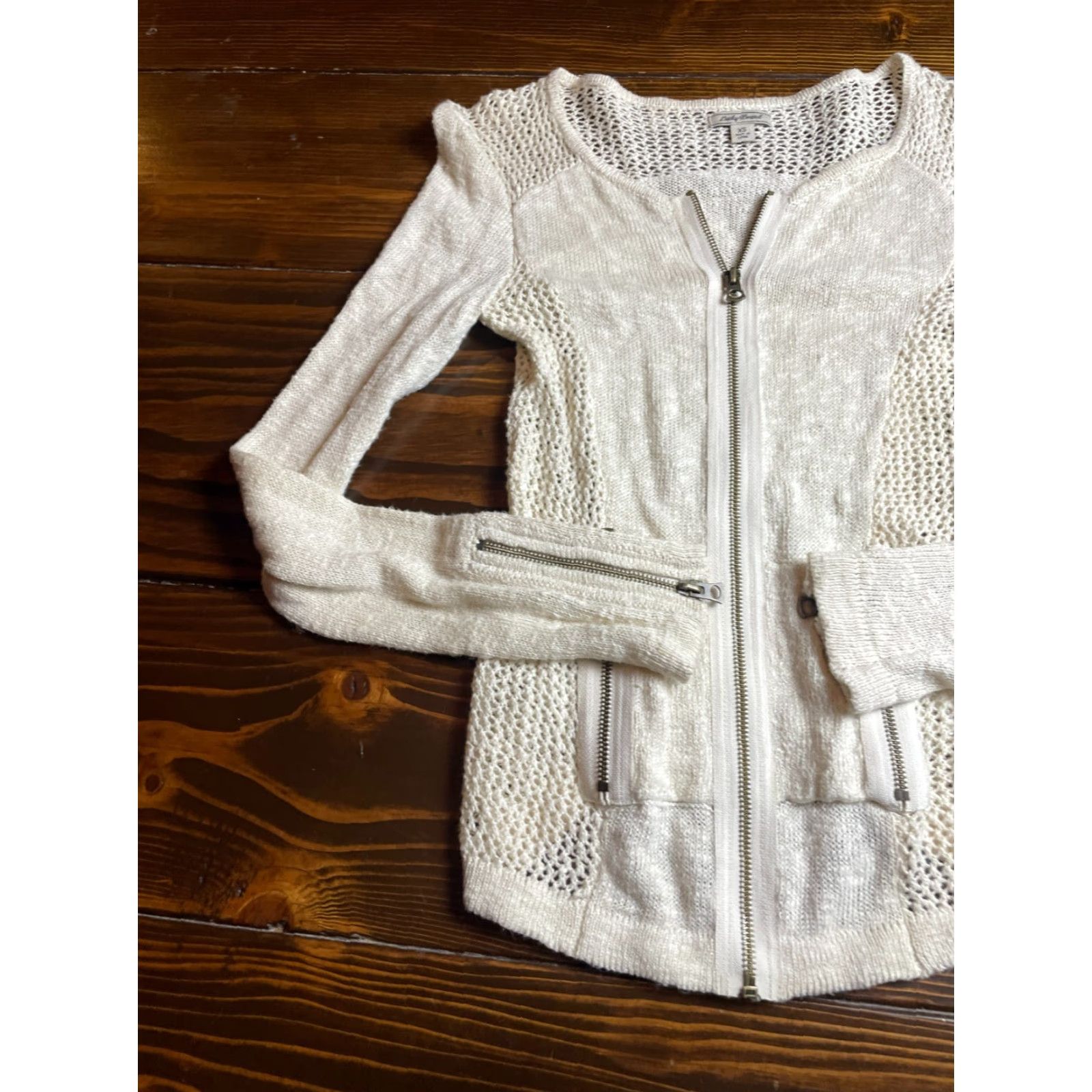 Lucky Brand Lucky Brand Sweater Shirt Cardigan Women XS Ivory Cream Linen Blend Full Zip Regular Size XS / US 0-2 / IT 36-38 - 3 Thumbnail