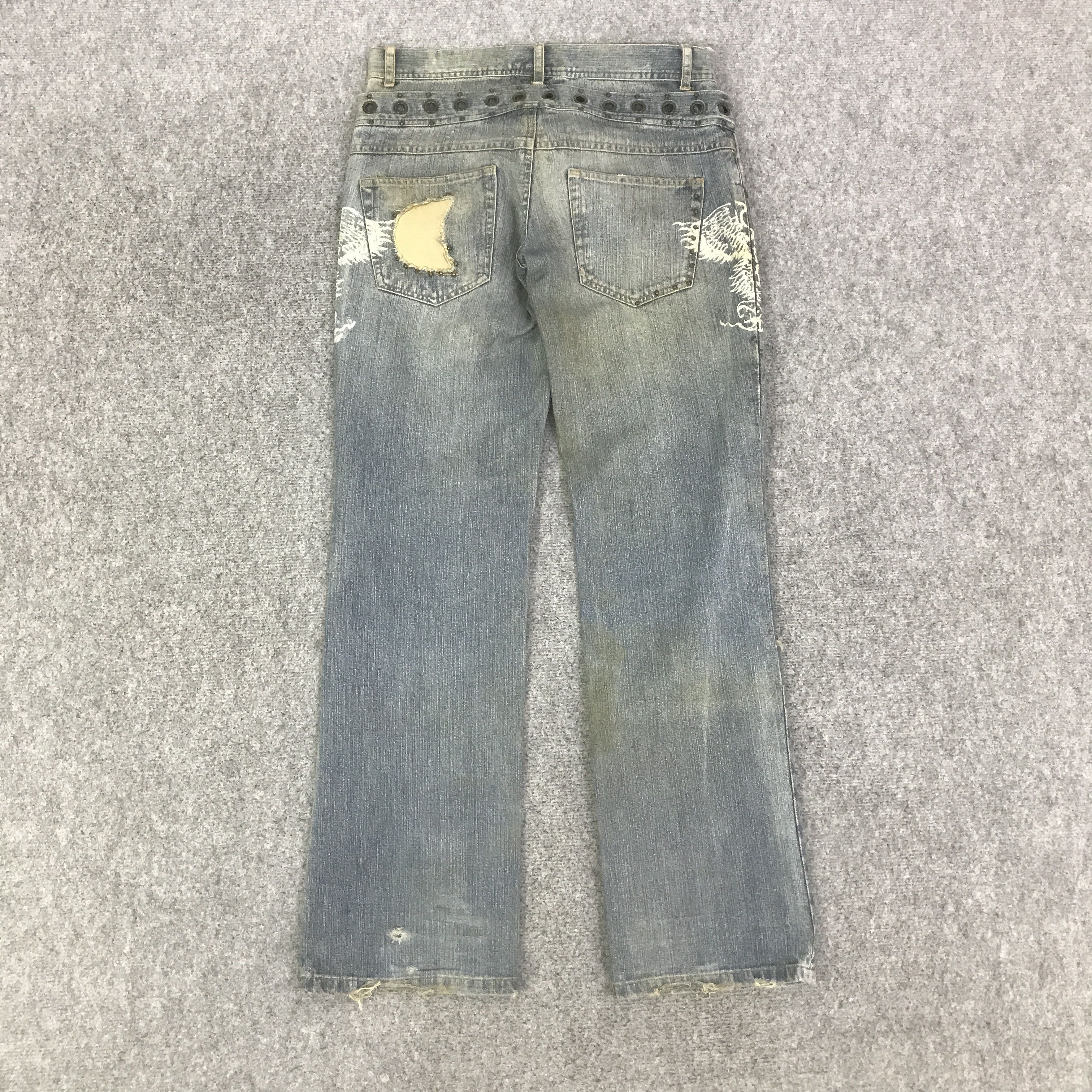 In The Attic IN THE ATTIC DISTRESSED DENIM DOUBLE WAIST PANTS K129B1 Size US 32 / EU 48 - 3 Thumbnail