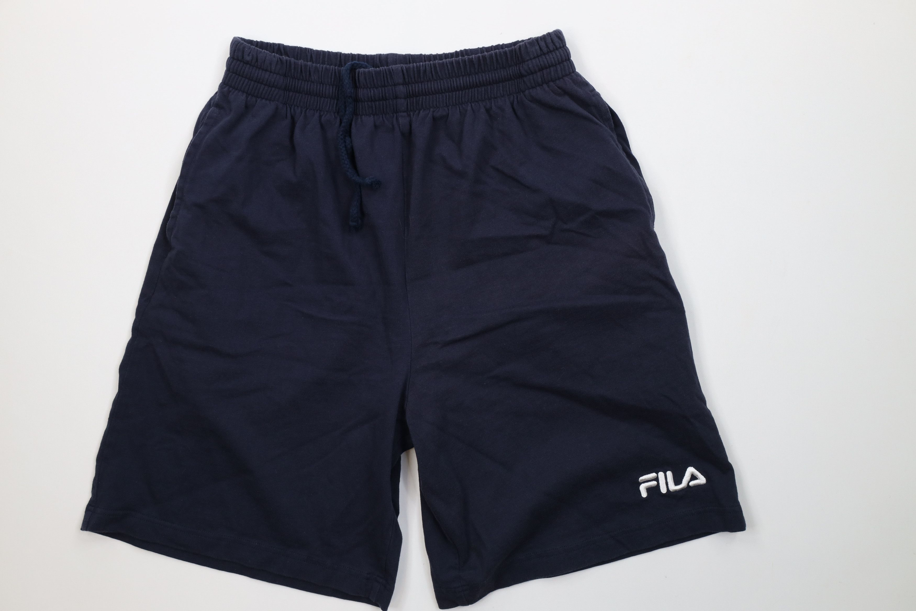 Fila Vintage 90s FILA Spell Above Knee Shorts Navy Blue Cotton Size US 34 / EU 50 - 1 Thumbnail