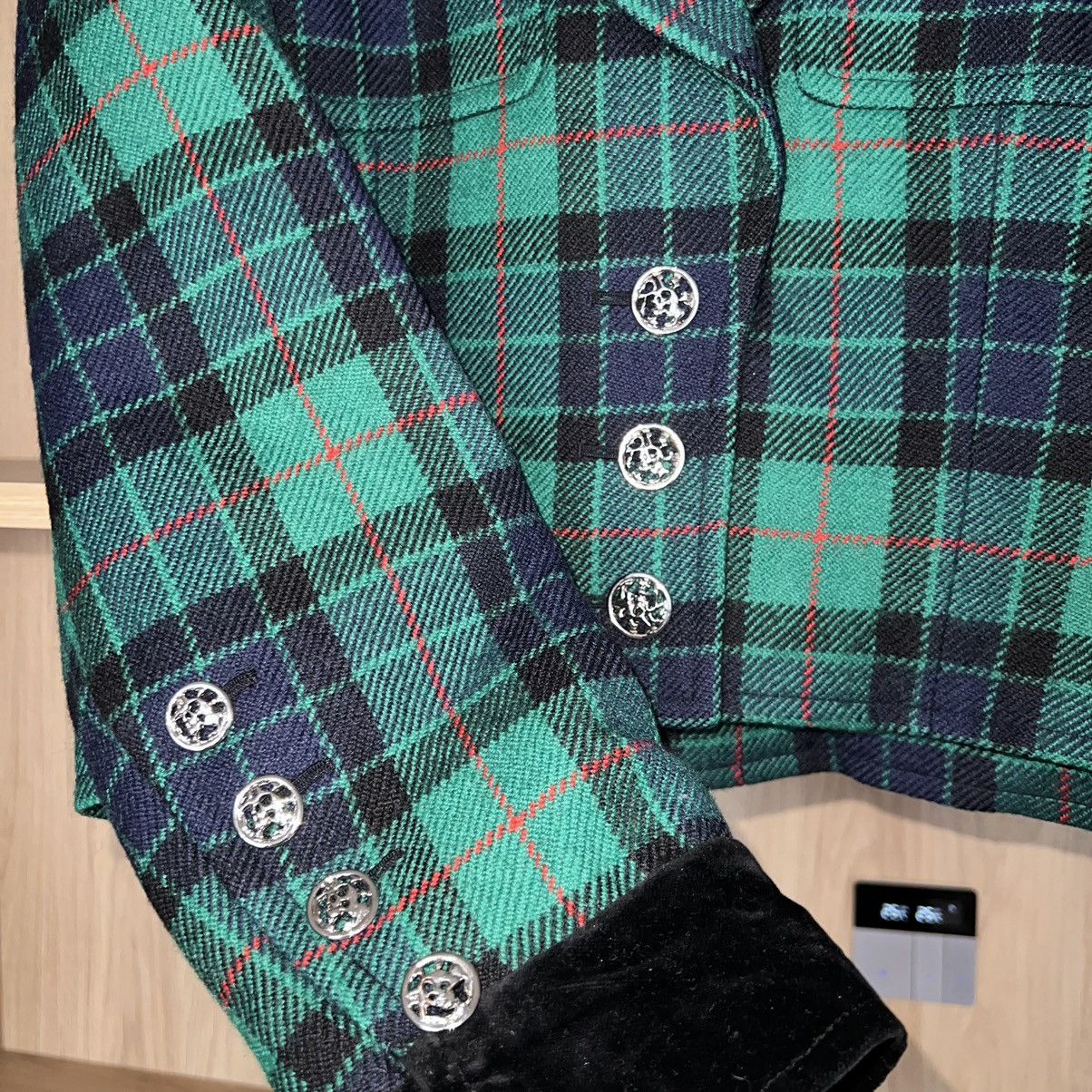 Yves Saint Laurent Archive Saint laurent rive gauche tartan short wool jacket Size L / US 10 / IT 46 - 3 Thumbnail