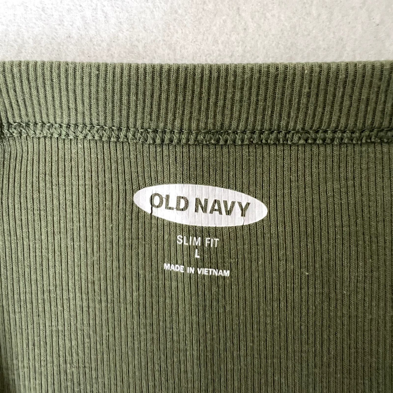 Old Navy Old Navy Green Ribbed Slim Fit Tank Top Size L / US 10 / IT 46 - 6 Thumbnail