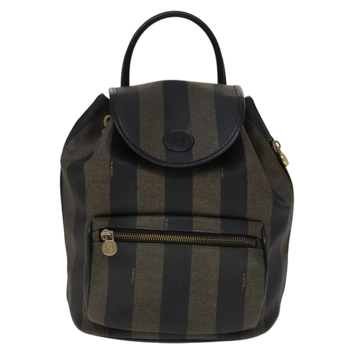 Fendi Pequin Brown Canvas Backpack Bag (Pre-Owned) Size ONE SIZE - 1 Thumbnail
